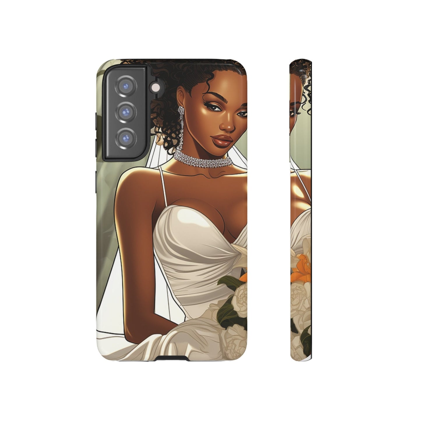 Galaxy S21 Samsung Galaxy S21 Plus Samsung Galaxy S21 Ultra S21 FE Tough Case African American Bride Black bride wedding Dress Wedding Gown