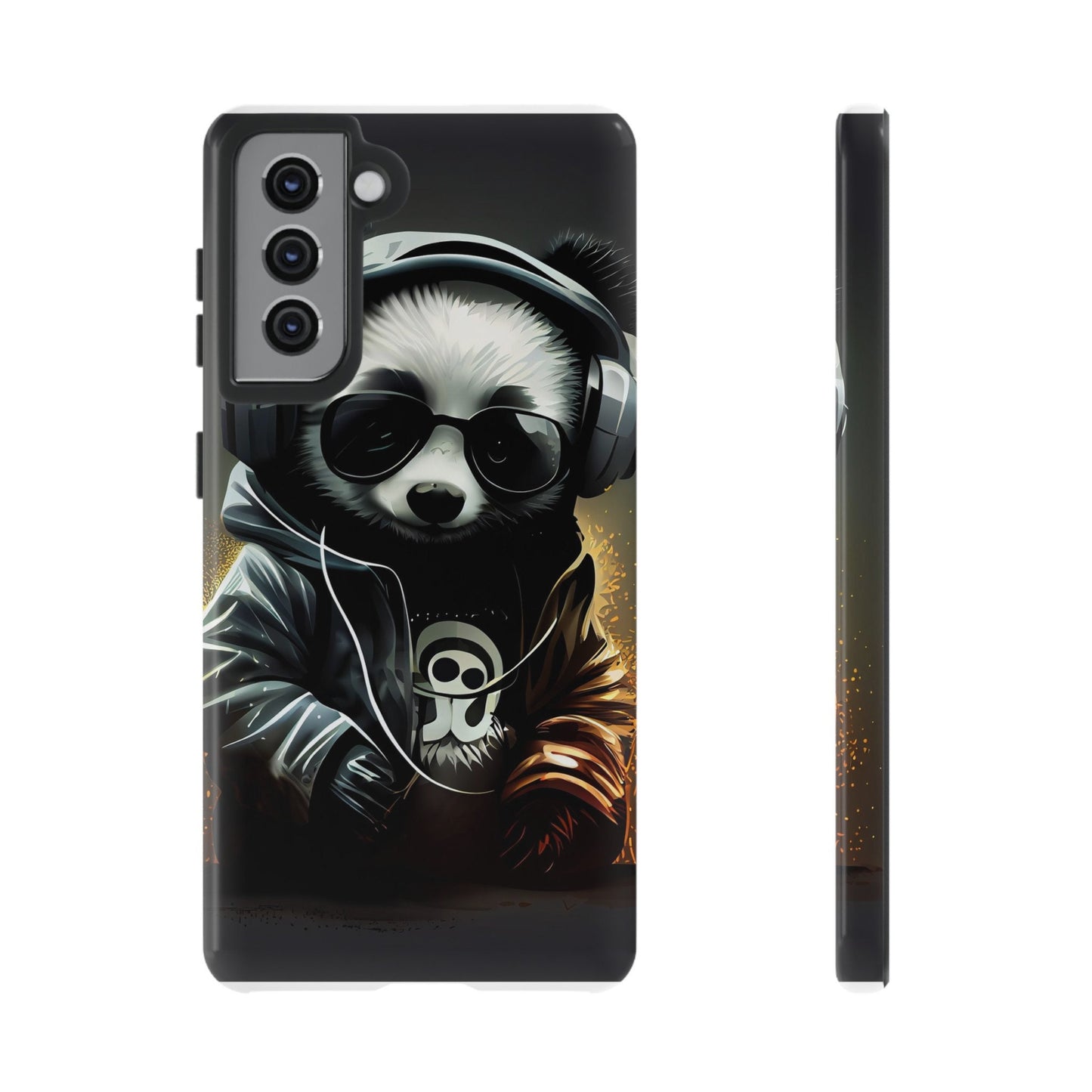 Galaxy S21 Samsung Galaxy S21 Plus Samsung Galaxy S21 Ultra S21 FE Tough Case Black White Panda Headphones Audiophile Stereo headset bear