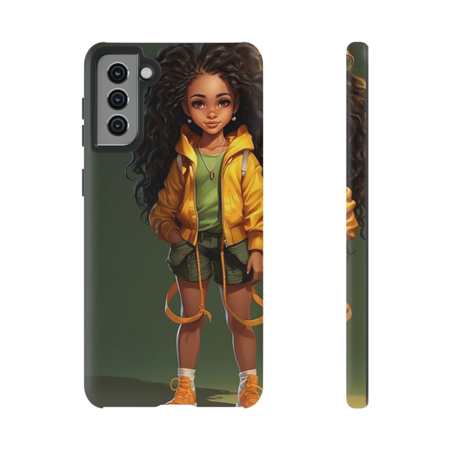 Galaxy S21 Samsung Galaxy S21 Plus Samsung Galaxy S21 Ultra S21 FE Tough Case African American Girl Black Yellow Hoodie Yellow Sweatshirt
