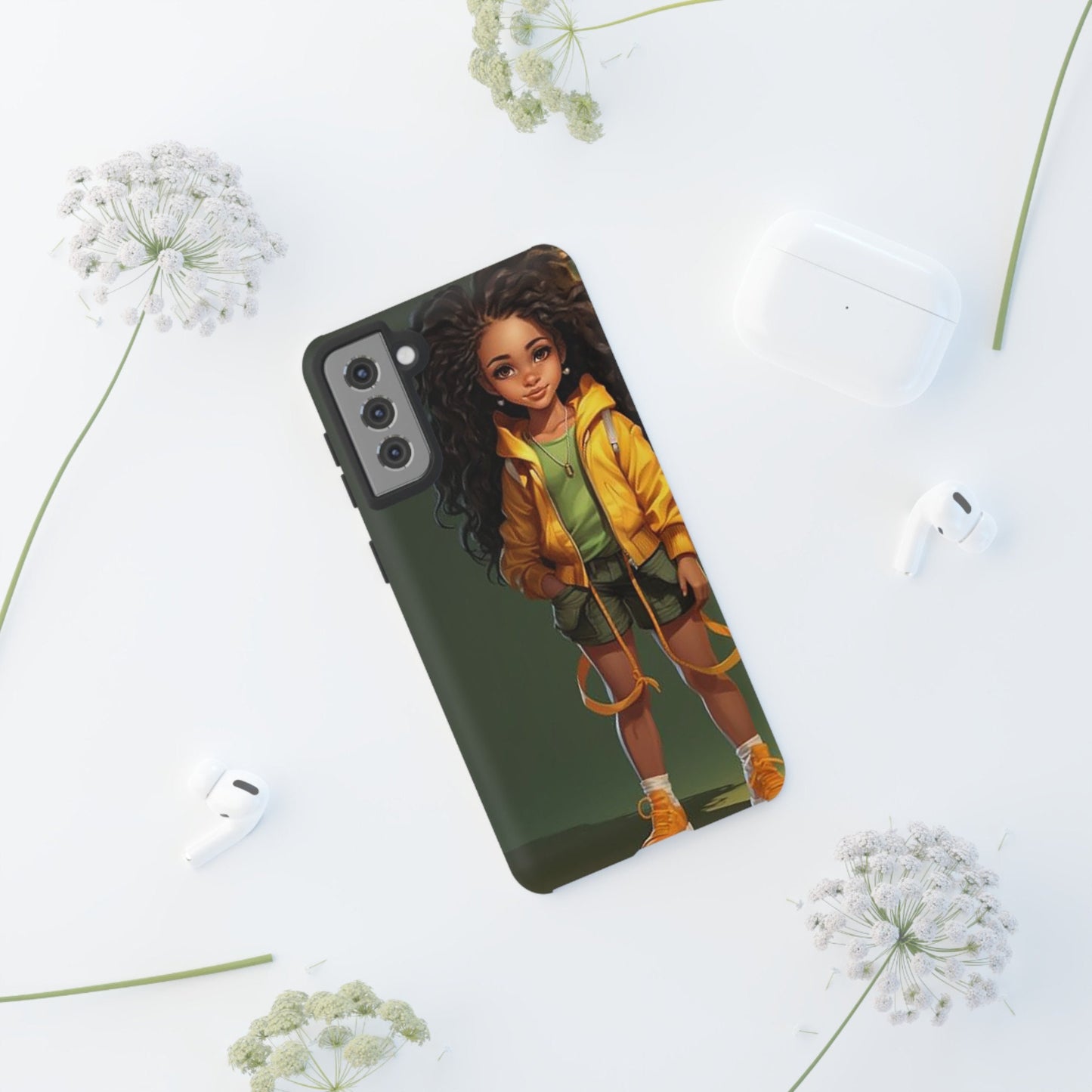 Galaxy S21 Samsung Galaxy S21 Plus Samsung Galaxy S21 Ultra S21 FE Tough Case African American Girl Black Yellow Hoodie Yellow Sweatshirt