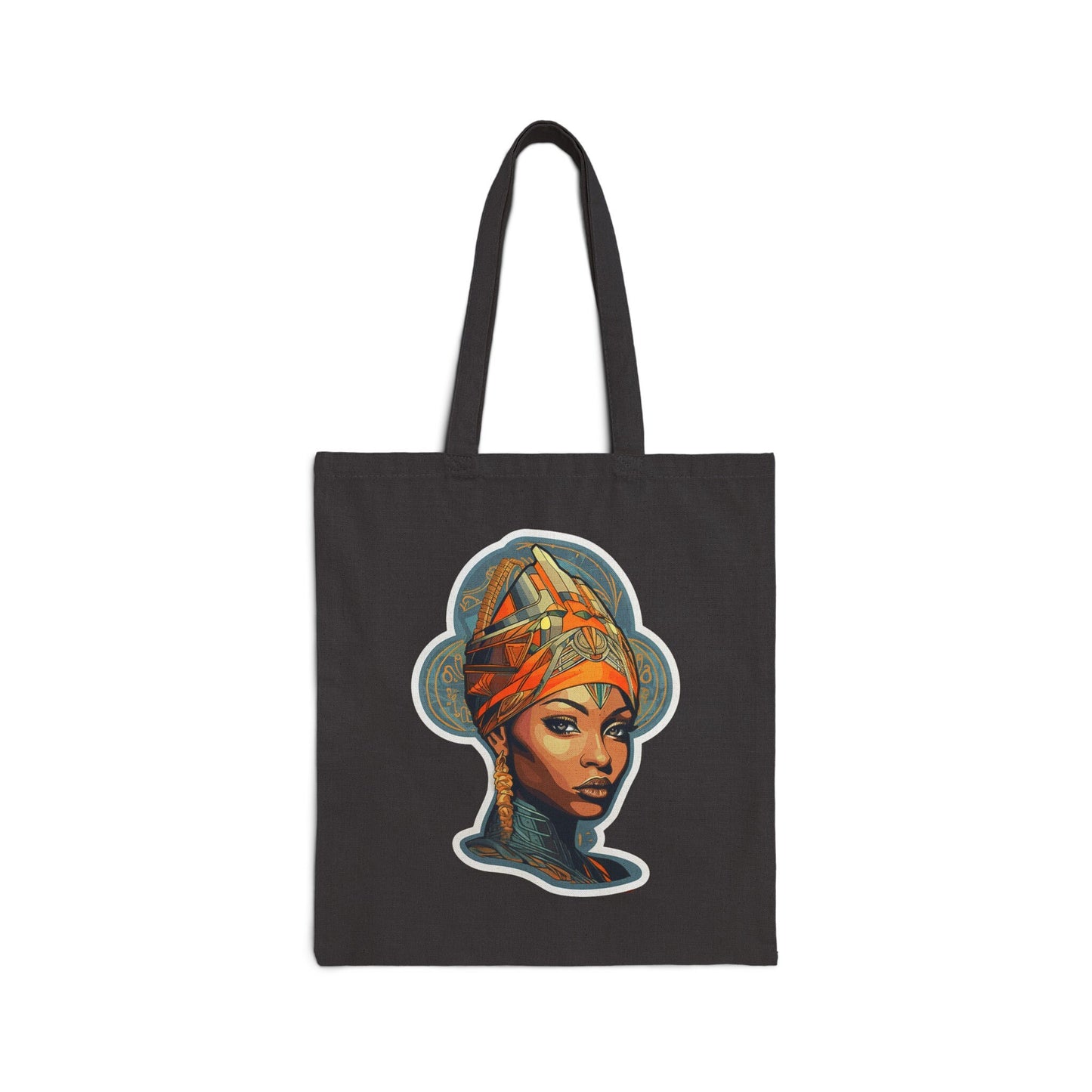 Neo Traditional Style African American Black Nubian Queen Cotton Canvas Tote Bag