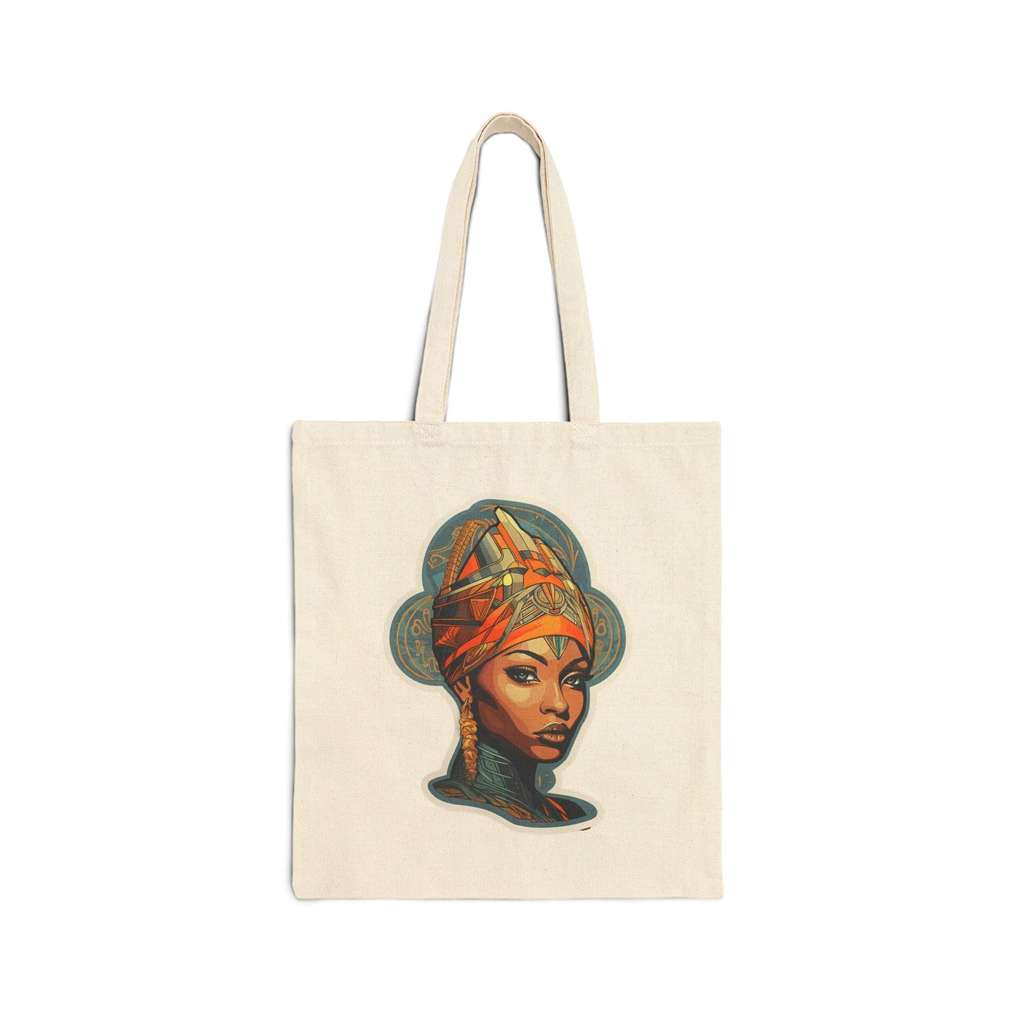Neo Traditional Style African American Black Nubian Queen Cotton Canvas Tote Bag