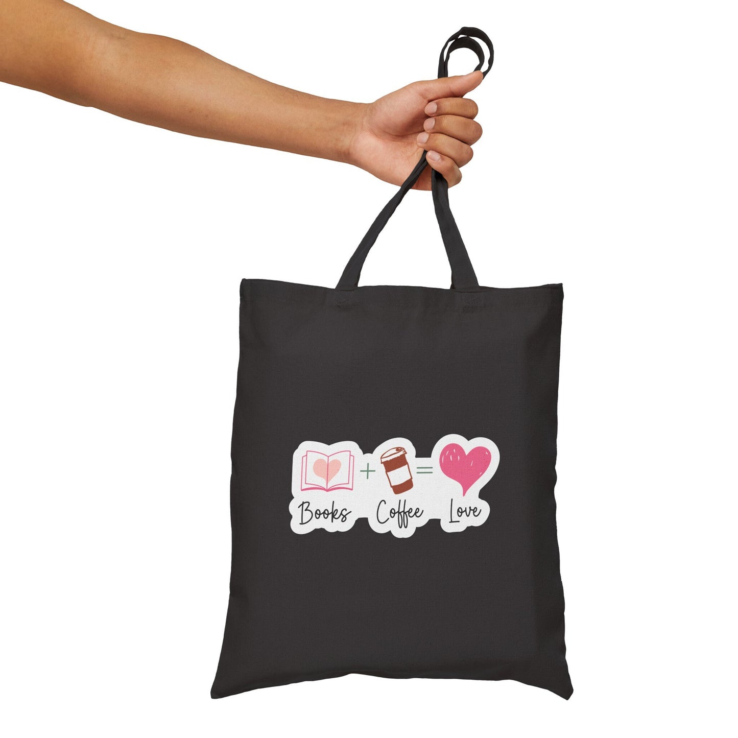 Books + Coffee = Love (Books Plus Coffee Equals Love) Book Lovers Book Nerd Power Reader Cotton Canvas Tote Bag