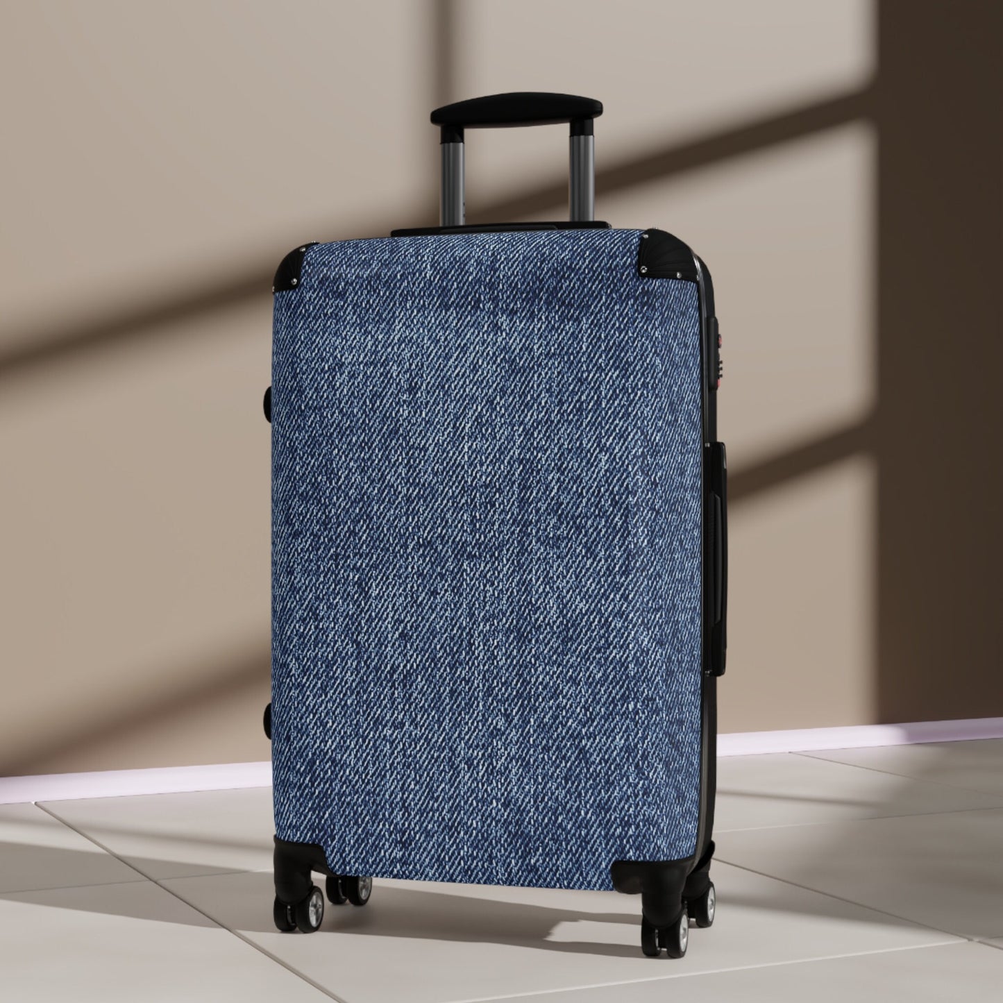 Denim look Vacation Suitcase Travel Luggage Wedding or Honeymoon Suitcase - 3 sizes