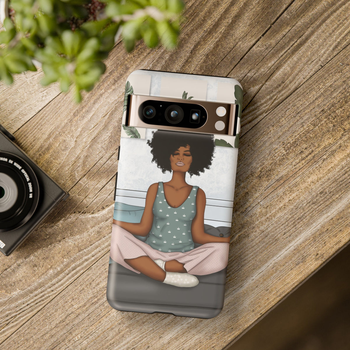 Google Pixel 8 Pro Google Pixel 8 Tough Cases African American Woman Black Woman Yoga Namaste Peace Joy