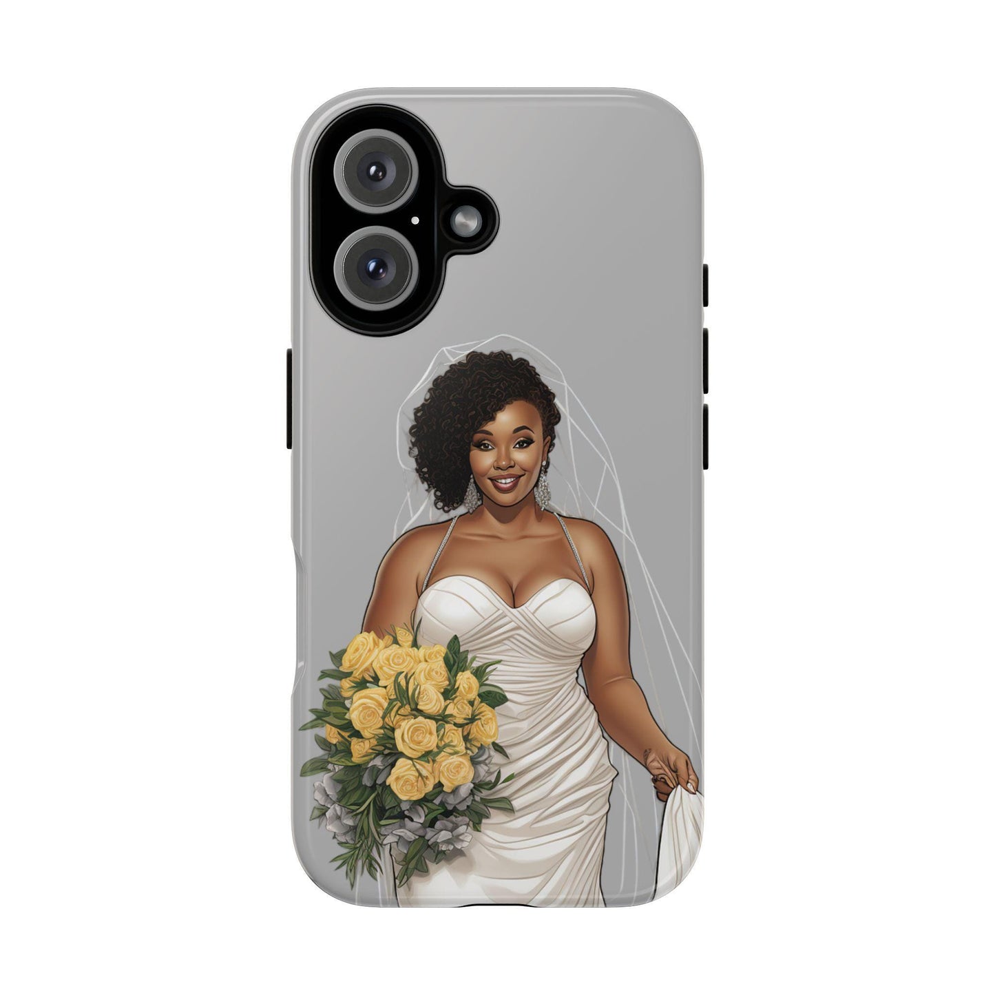 iPhone 16, iPhone 16 Pro, iPhone 16 Plus, iPhone 16 Pro Max Tough Cases African American Bride Black bride wedding Dress Wedding Gown