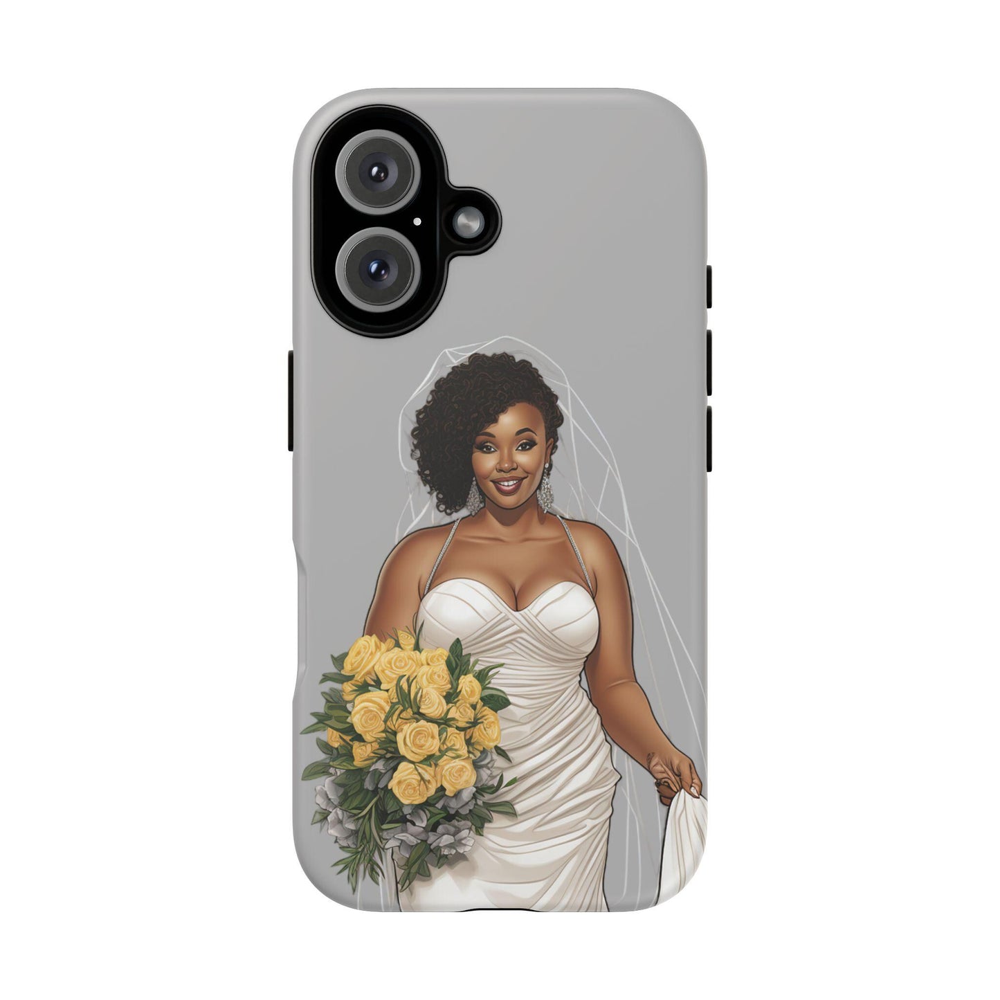 iPhone 16, iPhone 16 Pro, iPhone 16 Plus, iPhone 16 Pro Max Tough Cases African American Bride Black bride wedding Dress Wedding Gown
