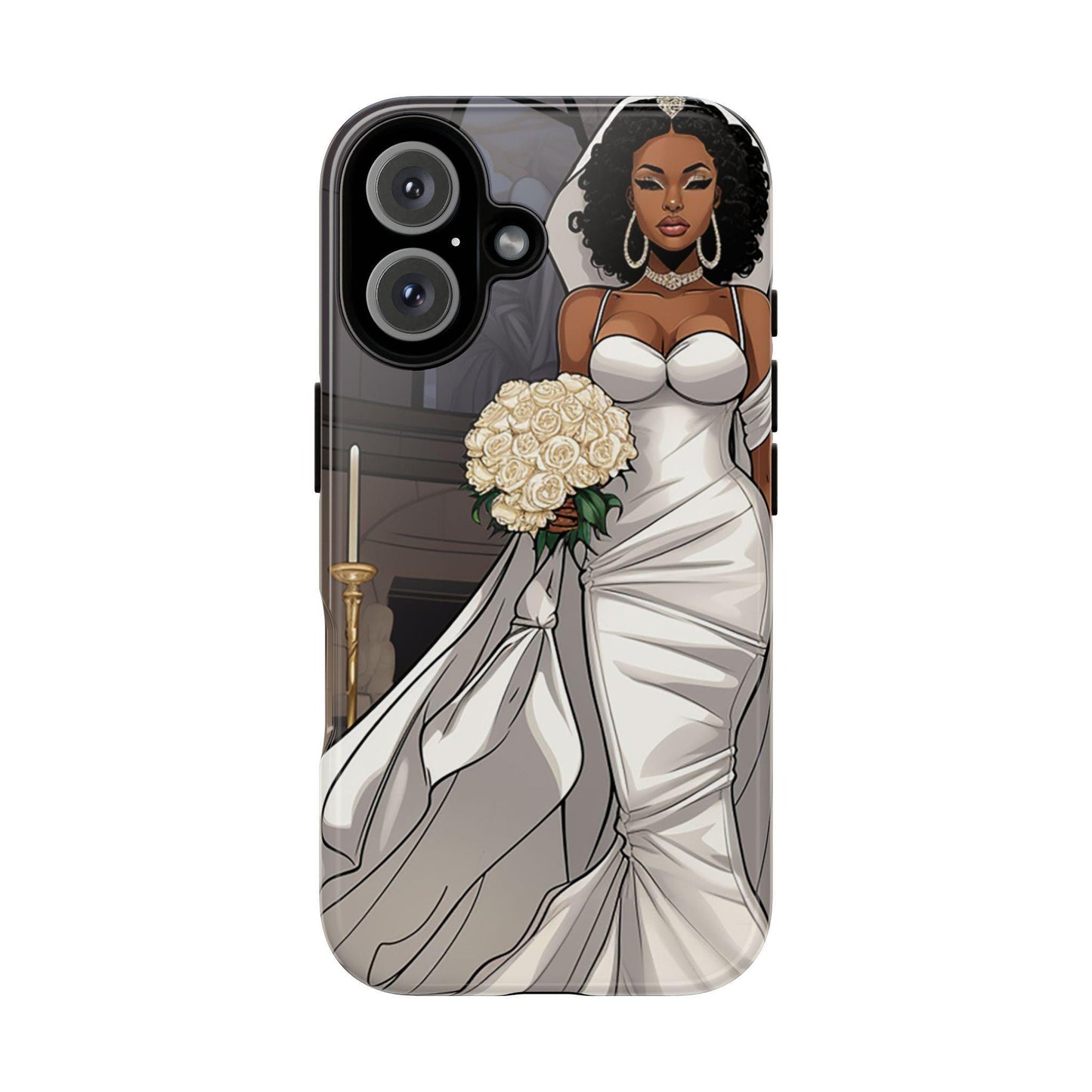 iPhone 16, iPhone 16 Pro, iPhone 16 Plus, iPhone 16 Pro Max Tough Cases African American Bride Black bride wedding Dress Wedding Gown