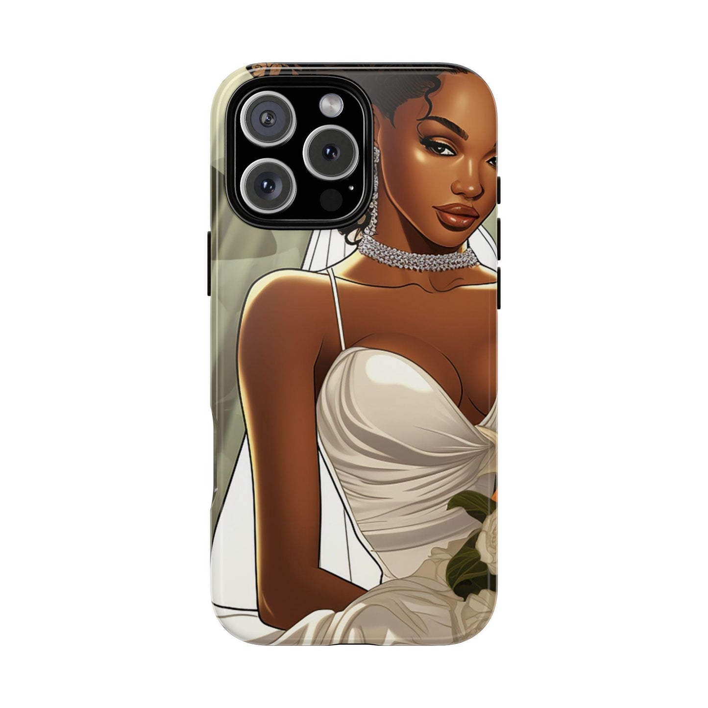 iPhone 16, iPhone 16 Pro, iPhone 16 Plus, iPhone 16 Pro Max Tough Cases African American Bride Black bride wedding Dress Wedding Gown