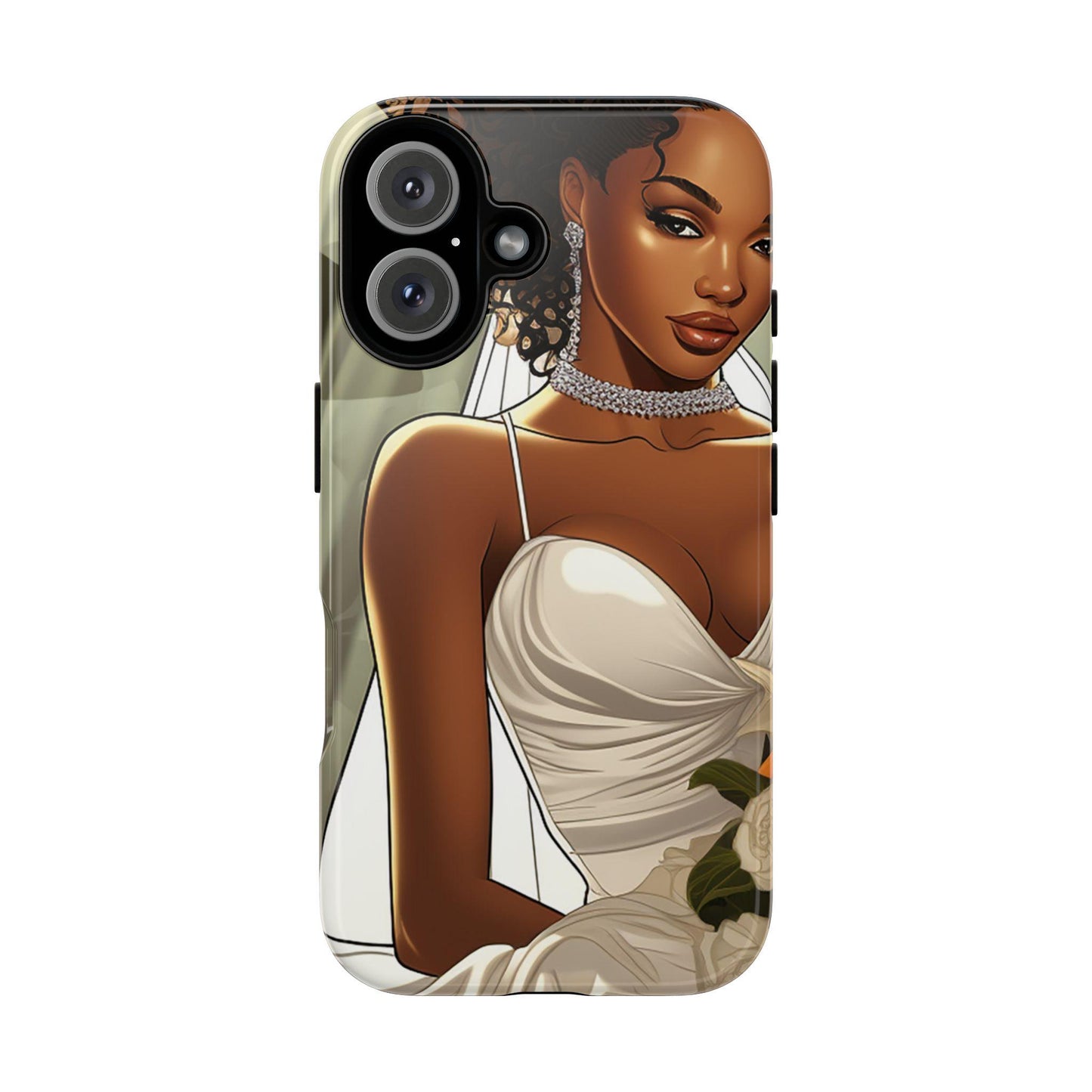 iPhone 16, iPhone 16 Pro, iPhone 16 Plus, iPhone 16 Pro Max Tough Cases African American Bride Black bride wedding Dress Wedding Gown