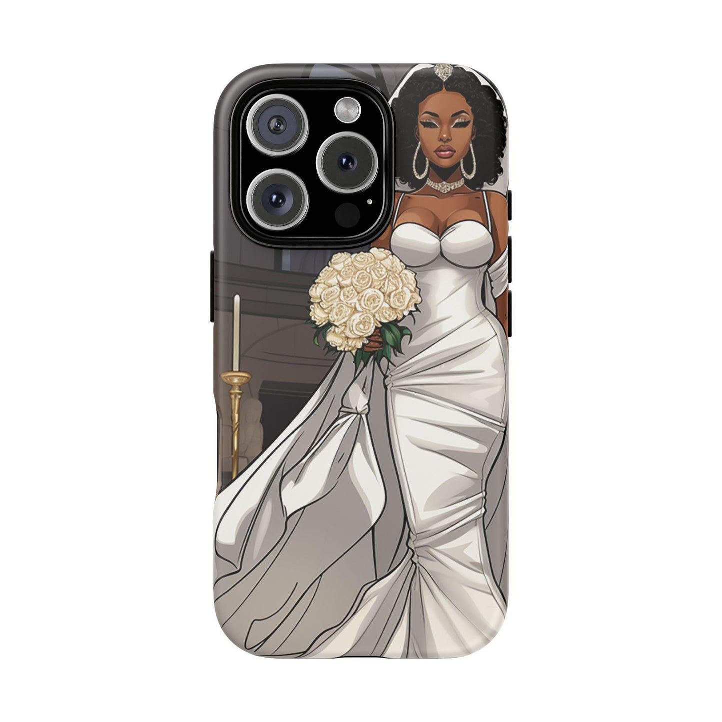 iPhone 16, iPhone 16 Pro, iPhone 16 Plus, iPhone 16 Pro Max Tough Cases African American Bride Black bride wedding Dress Wedding Gown