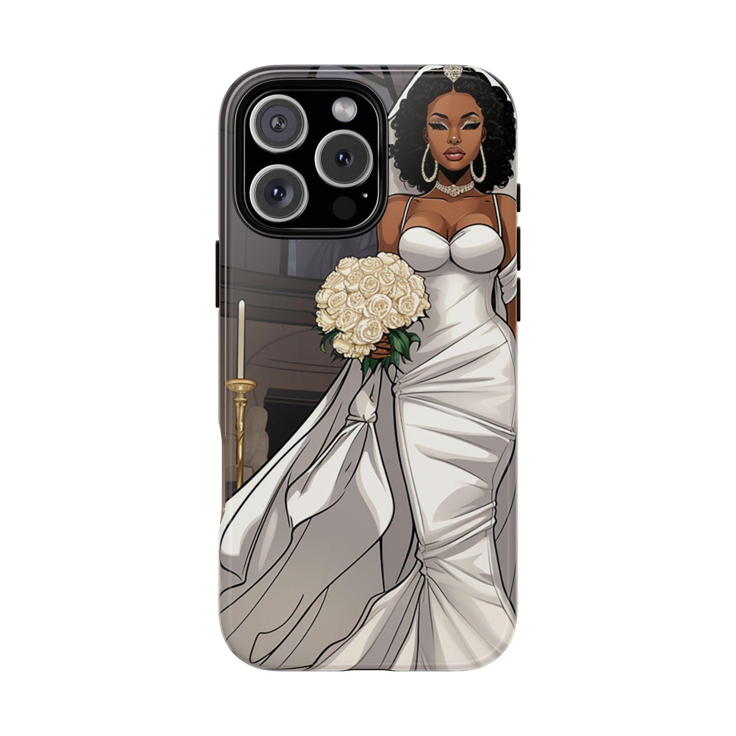 iPhone 16, iPhone 16 Pro, iPhone 16 Plus, iPhone 16 Pro Max Tough Cases African American Bride Black bride wedding Dress Wedding Gown