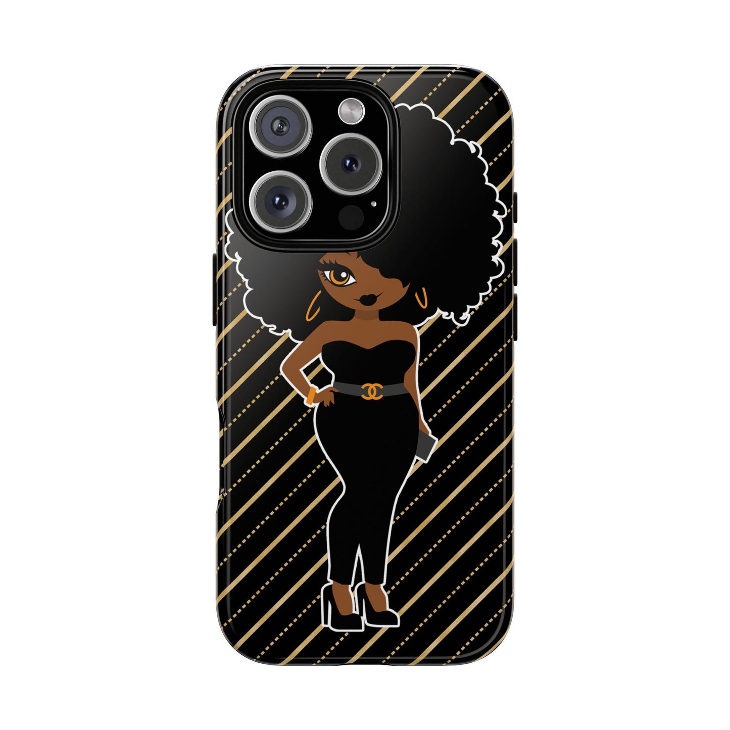 iPhone 16, iPhone 16 Pro, iPhone 16 Plus, iPhone 16 Pro Max Tough Cases African American Woman Black Woman