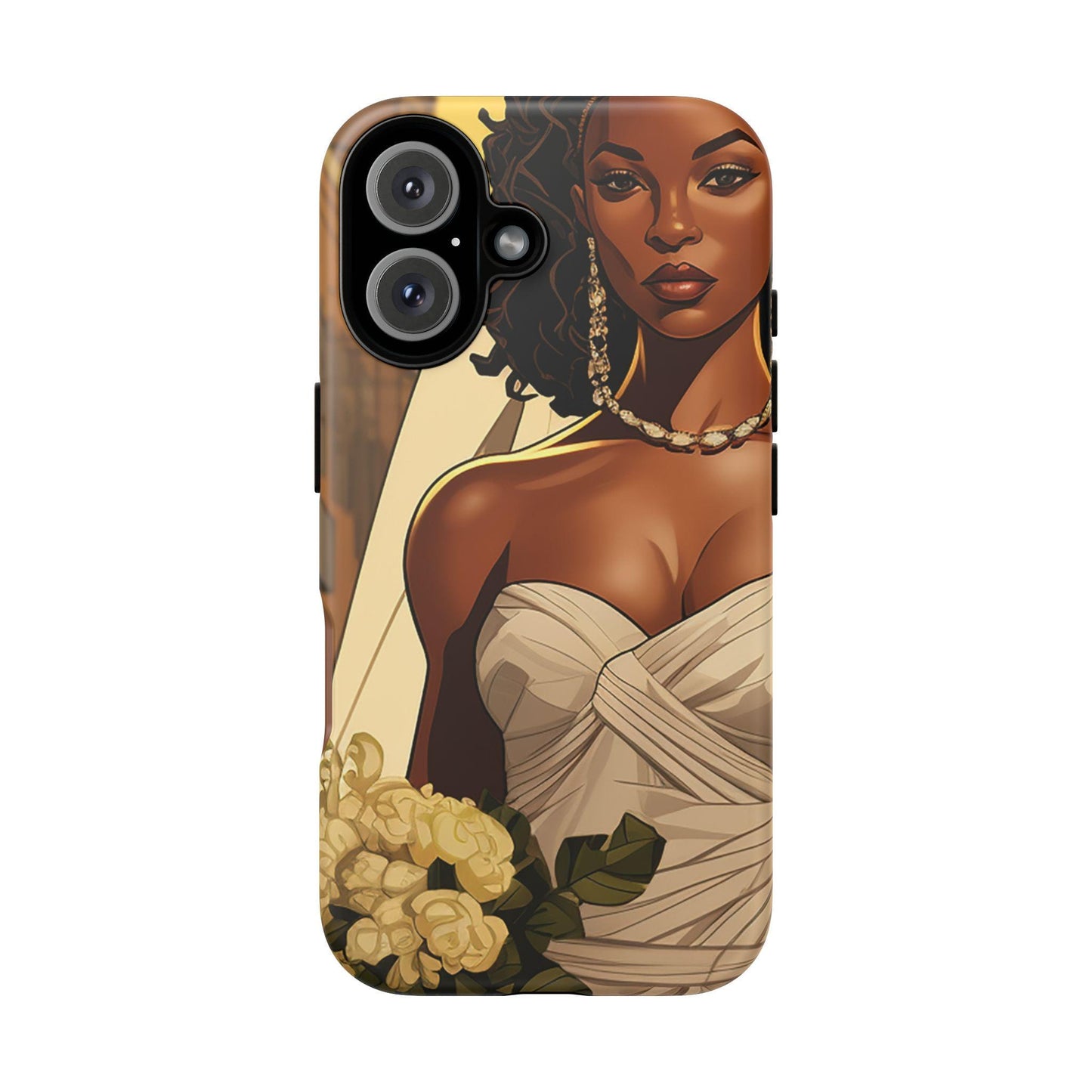 iPhone 16, iPhone 16 Pro, iPhone 16 Plus, iPhone 16 Pro Max Tough Cases African American Bride Black bride wedding Dress Wedding Gown