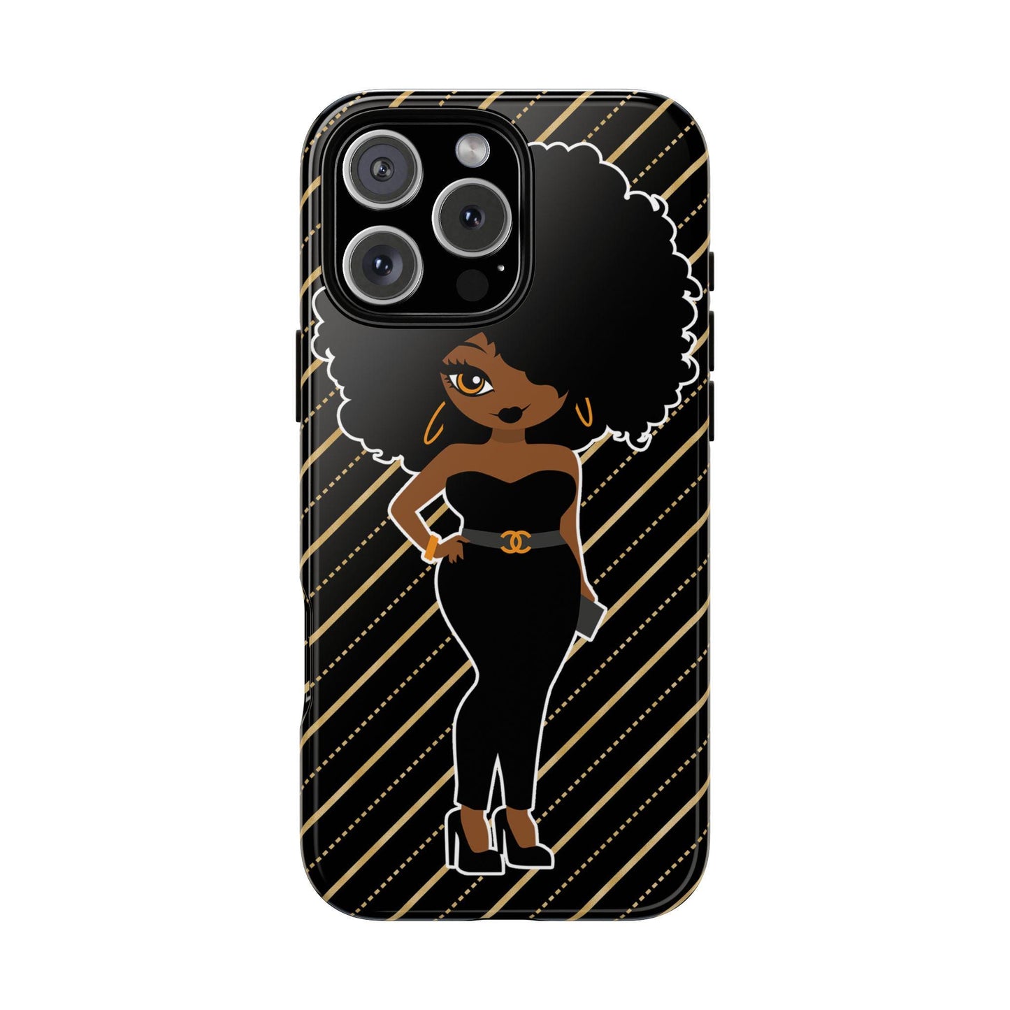 iPhone 16, iPhone 16 Pro, iPhone 16 Plus, iPhone 16 Pro Max Tough Cases African American Woman Black Woman