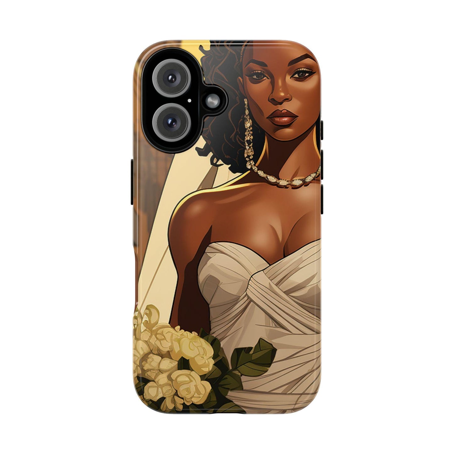 iPhone 16, iPhone 16 Pro, iPhone 16 Plus, iPhone 16 Pro Max Tough Cases African American Bride Black bride wedding Dress Wedding Gown