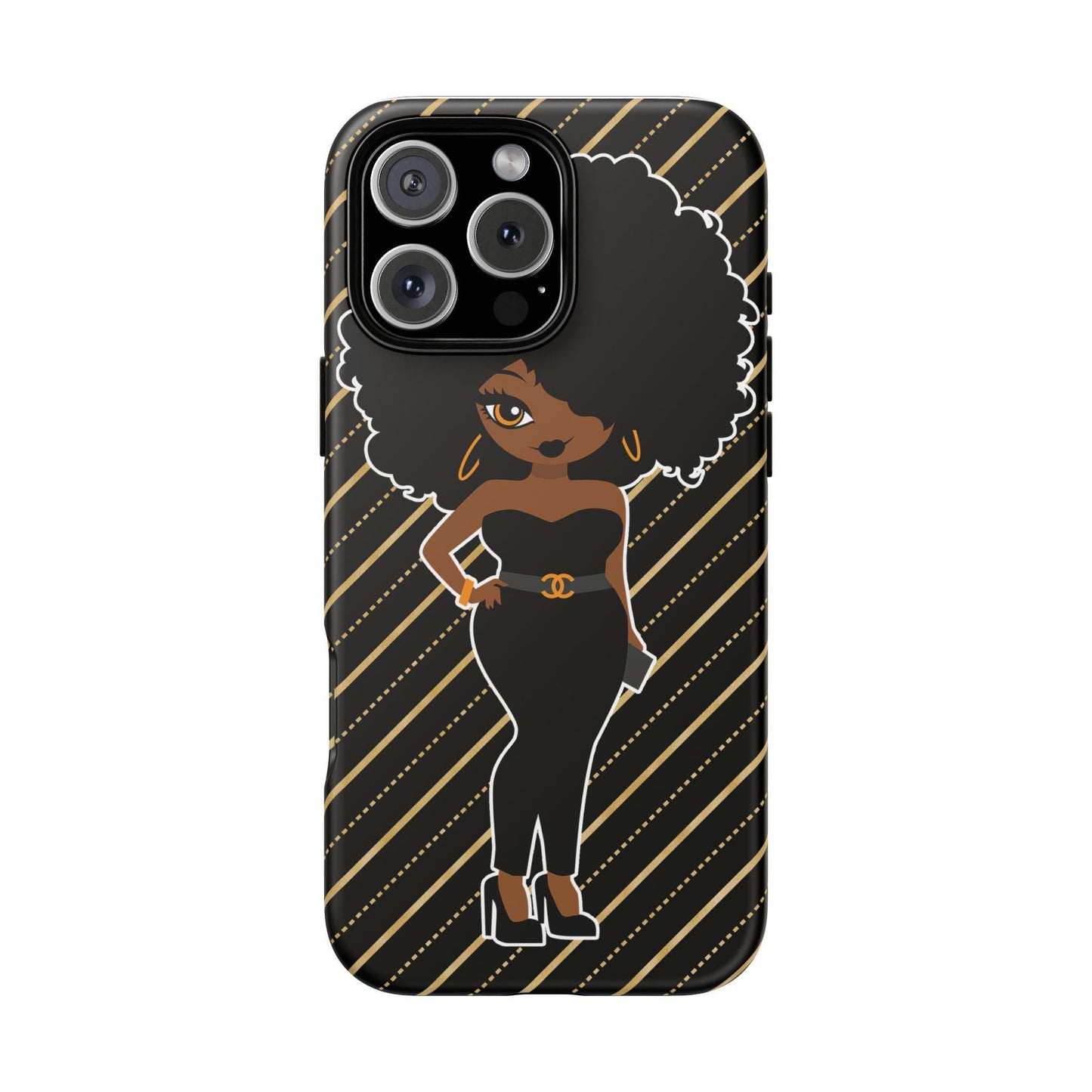 iPhone 16, iPhone 16 Pro, iPhone 16 Plus, iPhone 16 Pro Max Tough Cases African American Woman Black Woman