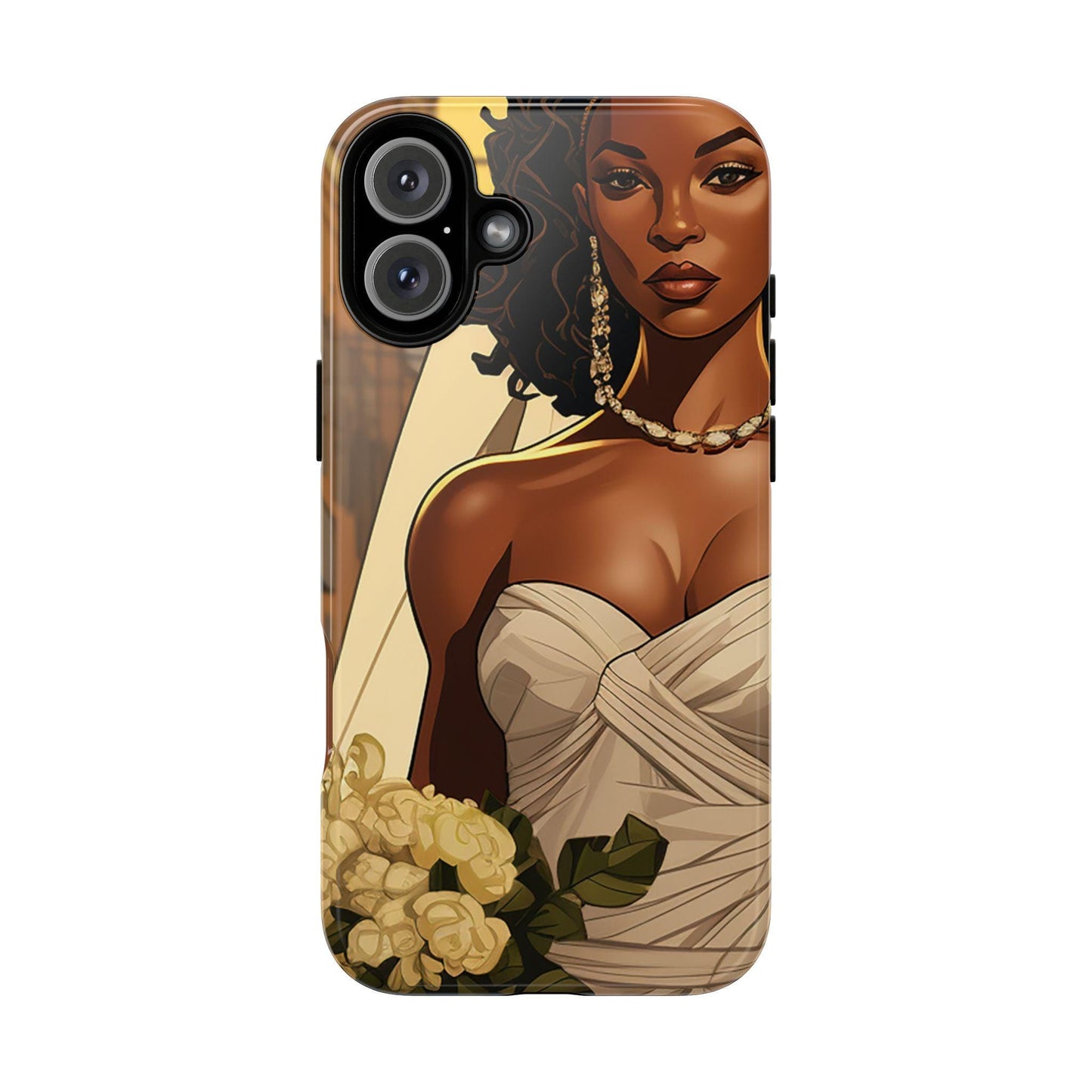 iPhone 16, iPhone 16 Pro, iPhone 16 Plus, iPhone 16 Pro Max Tough Cases African American Bride Black bride wedding Dress Wedding Gown