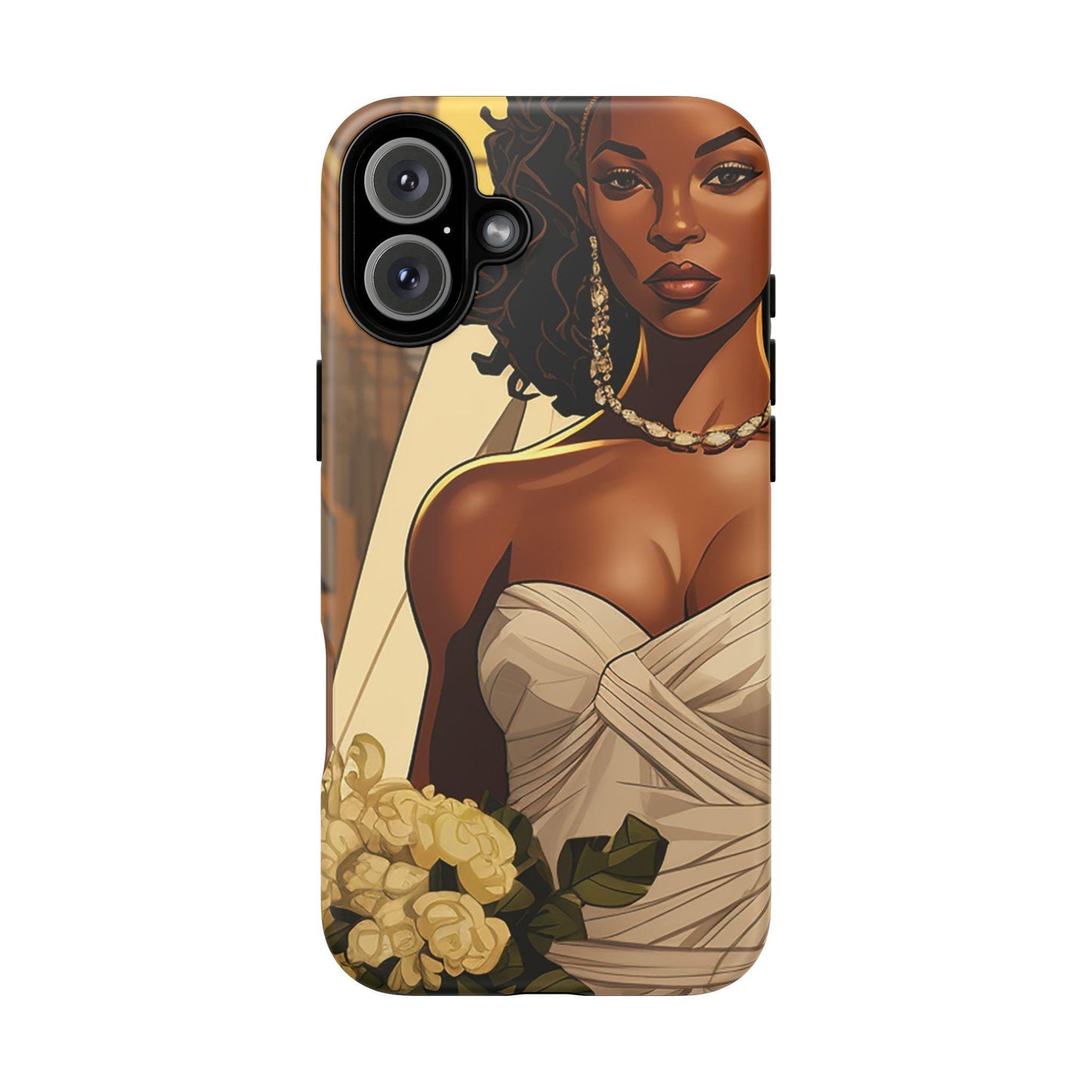 iPhone 16, iPhone 16 Pro, iPhone 16 Plus, iPhone 16 Pro Max Tough Cases African American Bride Black bride wedding Dress Wedding Gown