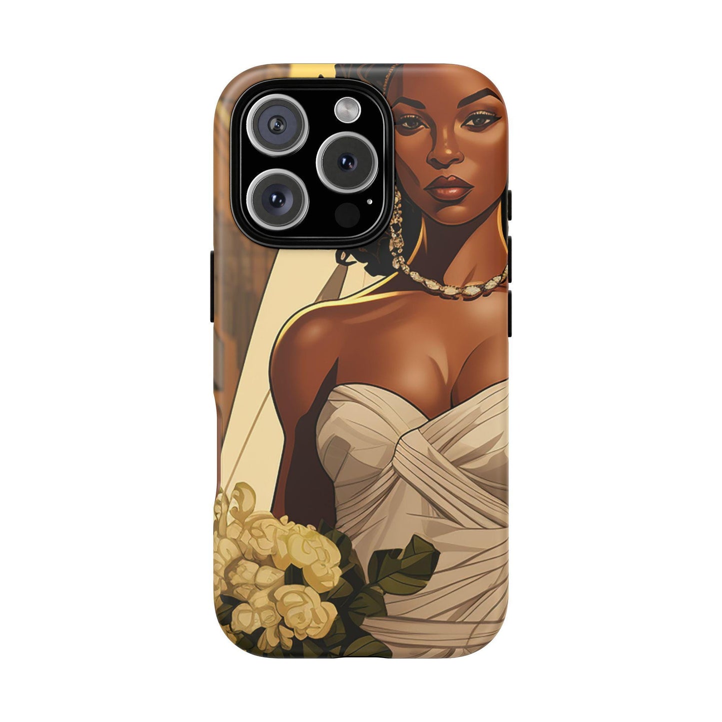 iPhone 16, iPhone 16 Pro, iPhone 16 Plus, iPhone 16 Pro Max Tough Cases African American Bride Black bride wedding Dress Wedding Gown