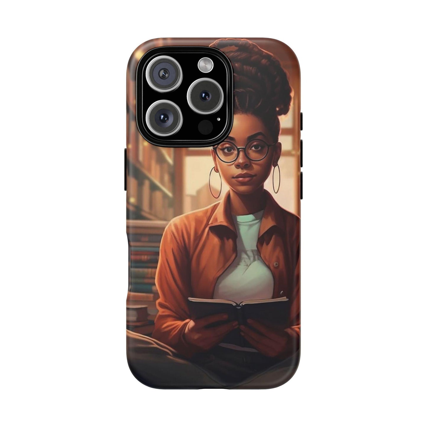 iPhone 16, iPhone 16 Pro, iPhone 16 Plus, iPhone 16 Pro Max Tough Cases African American Reader Woman Girl Book Dragon Power Reader