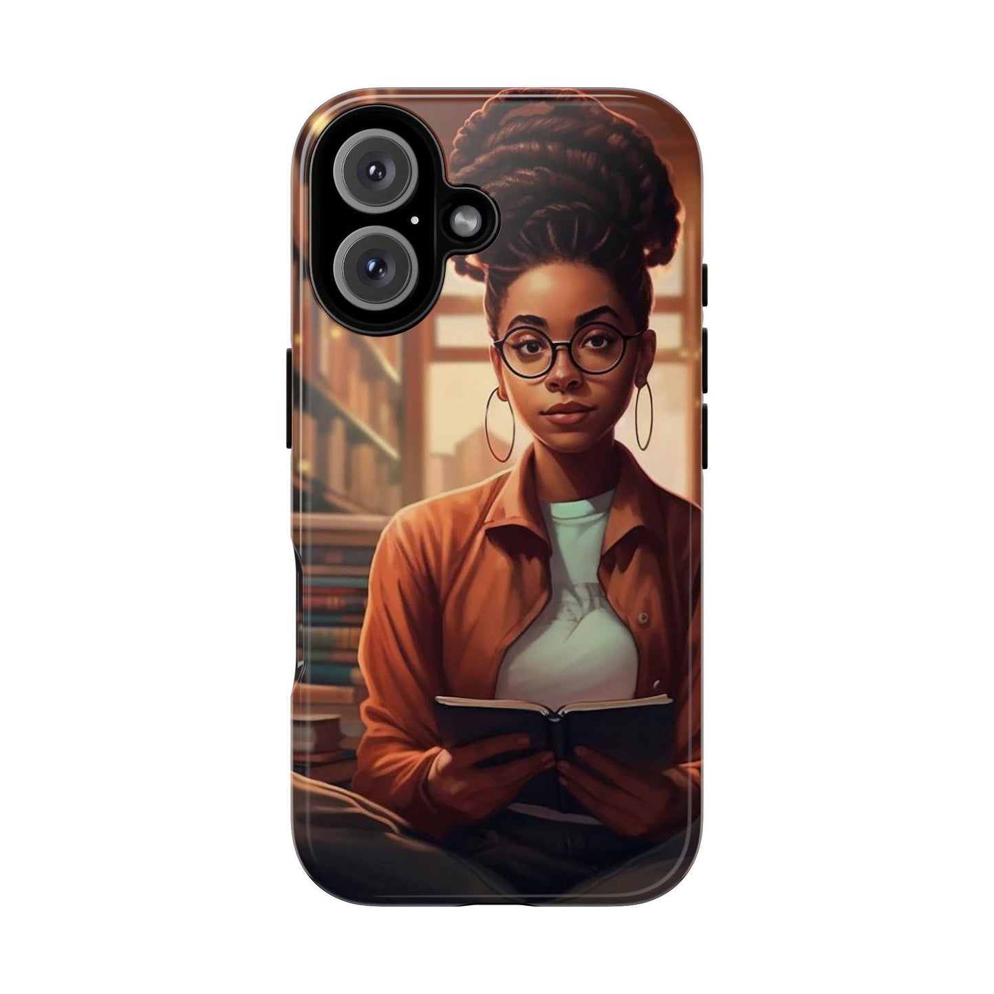 iPhone 16, iPhone 16 Pro, iPhone 16 Plus, iPhone 16 Pro Max Tough Cases African American Reader Woman Girl Book Dragon Power Reader