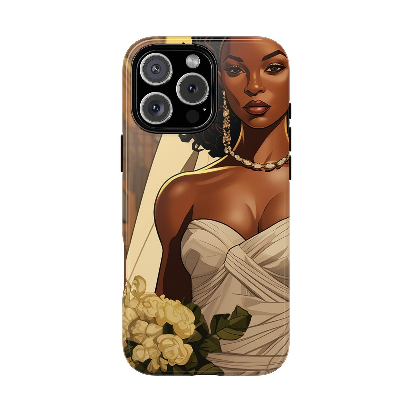 iPhone 16, iPhone 16 Pro, iPhone 16 Plus, iPhone 16 Pro Max Tough Cases African American Bride Black bride wedding Dress Wedding Gown
