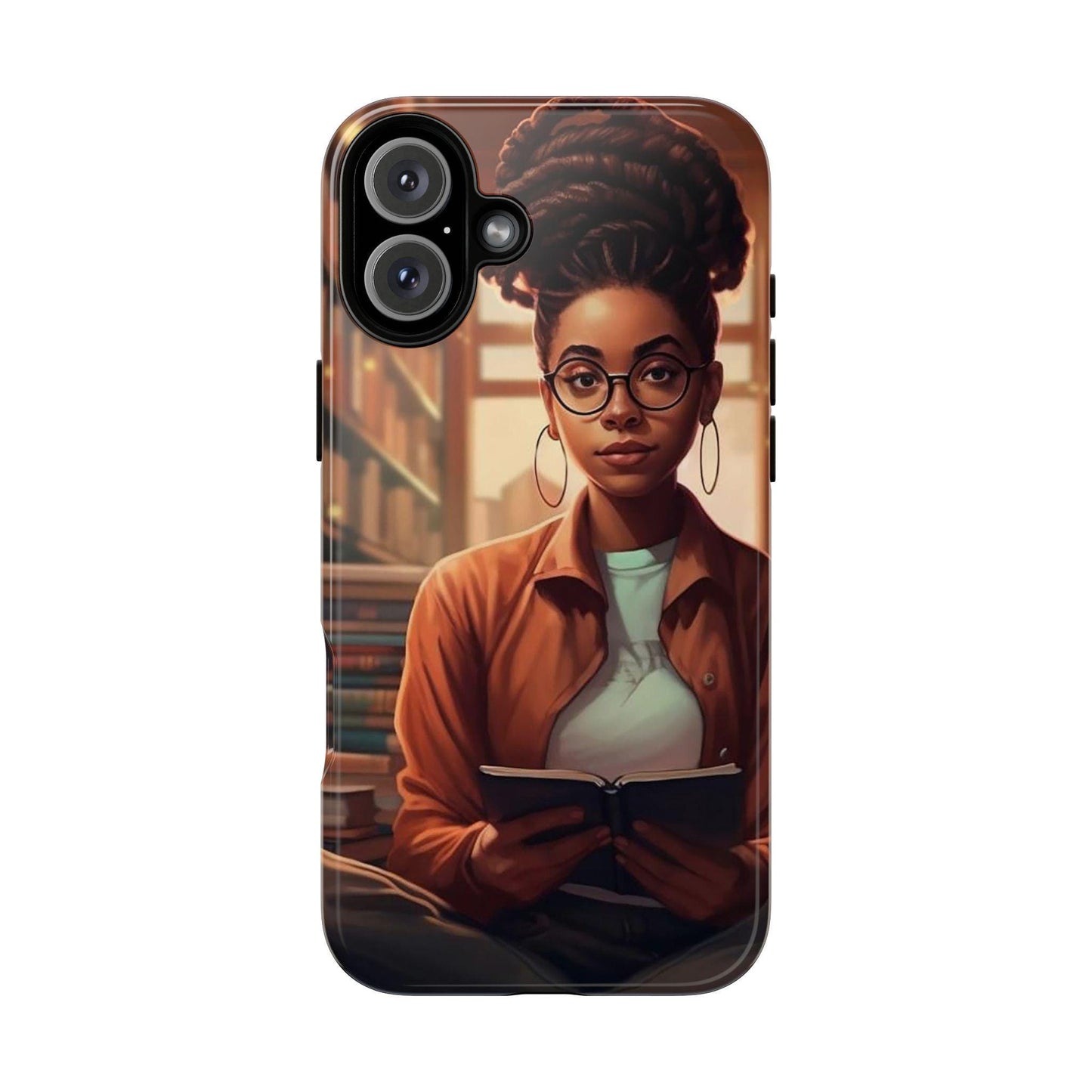 iPhone 16, iPhone 16 Pro, iPhone 16 Plus, iPhone 16 Pro Max Tough Cases African American Reader Woman Girl Book Dragon Power Reader