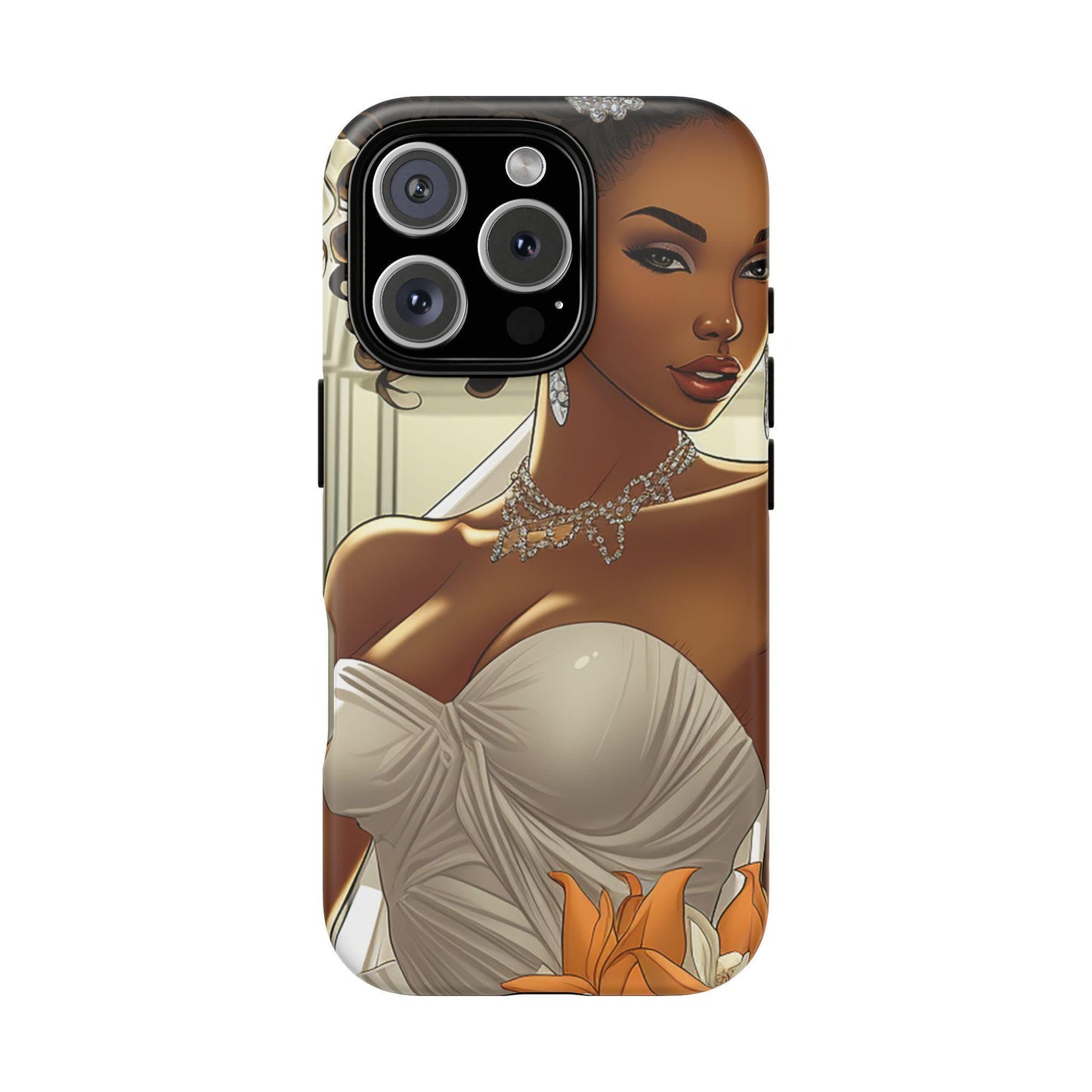 iPhone 16, iPhone 16 Pro, iPhone 16 Plus, iPhone 16 Pro Max Tough Cases African American Bride Black bride wedding Dress Wedding Gown