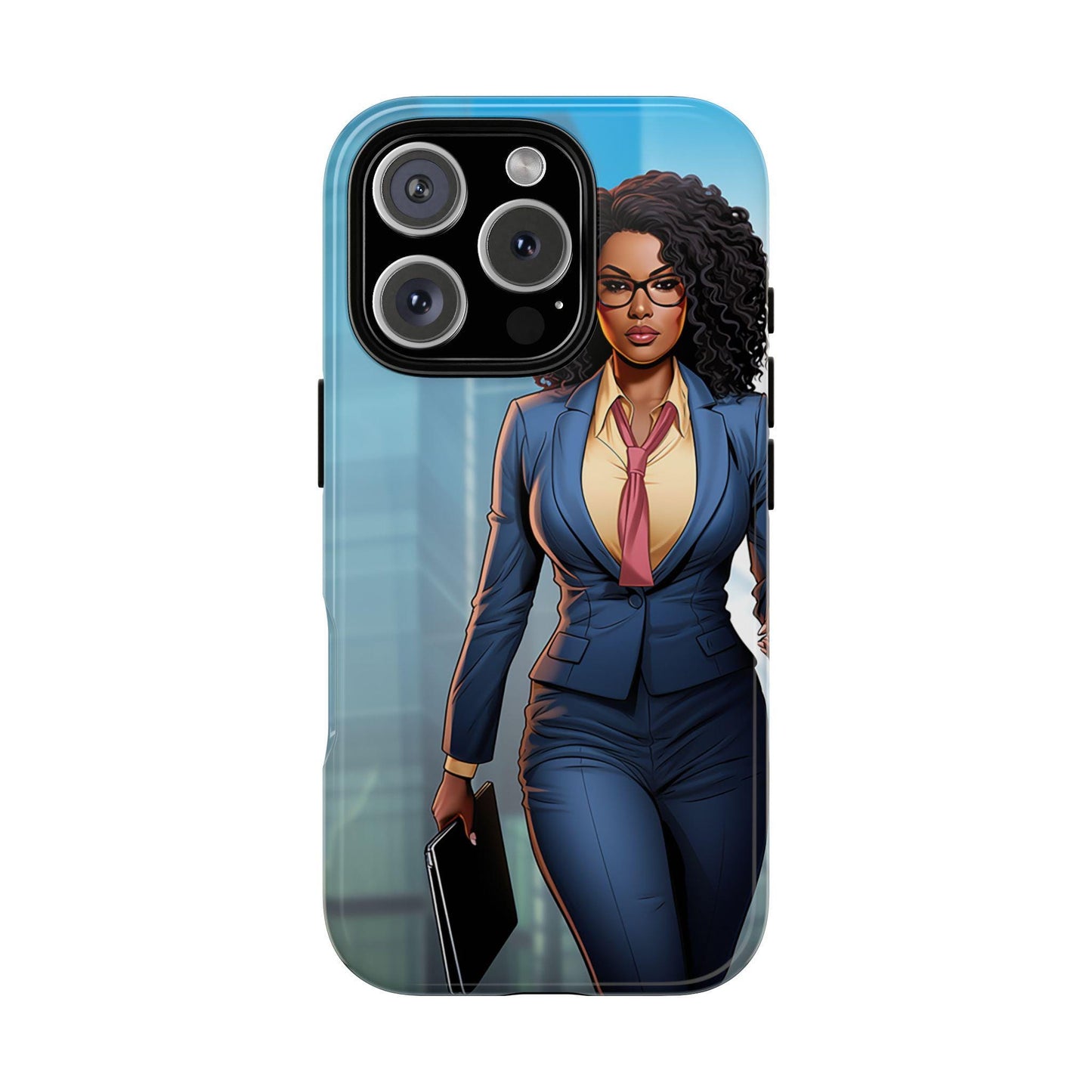 iPhone 16, iPhone 16 Pro, iPhone 16 Plus, iPhone 16 Pro Max Tough Cases African American Woman Business Woman Entrepreneur Superhero