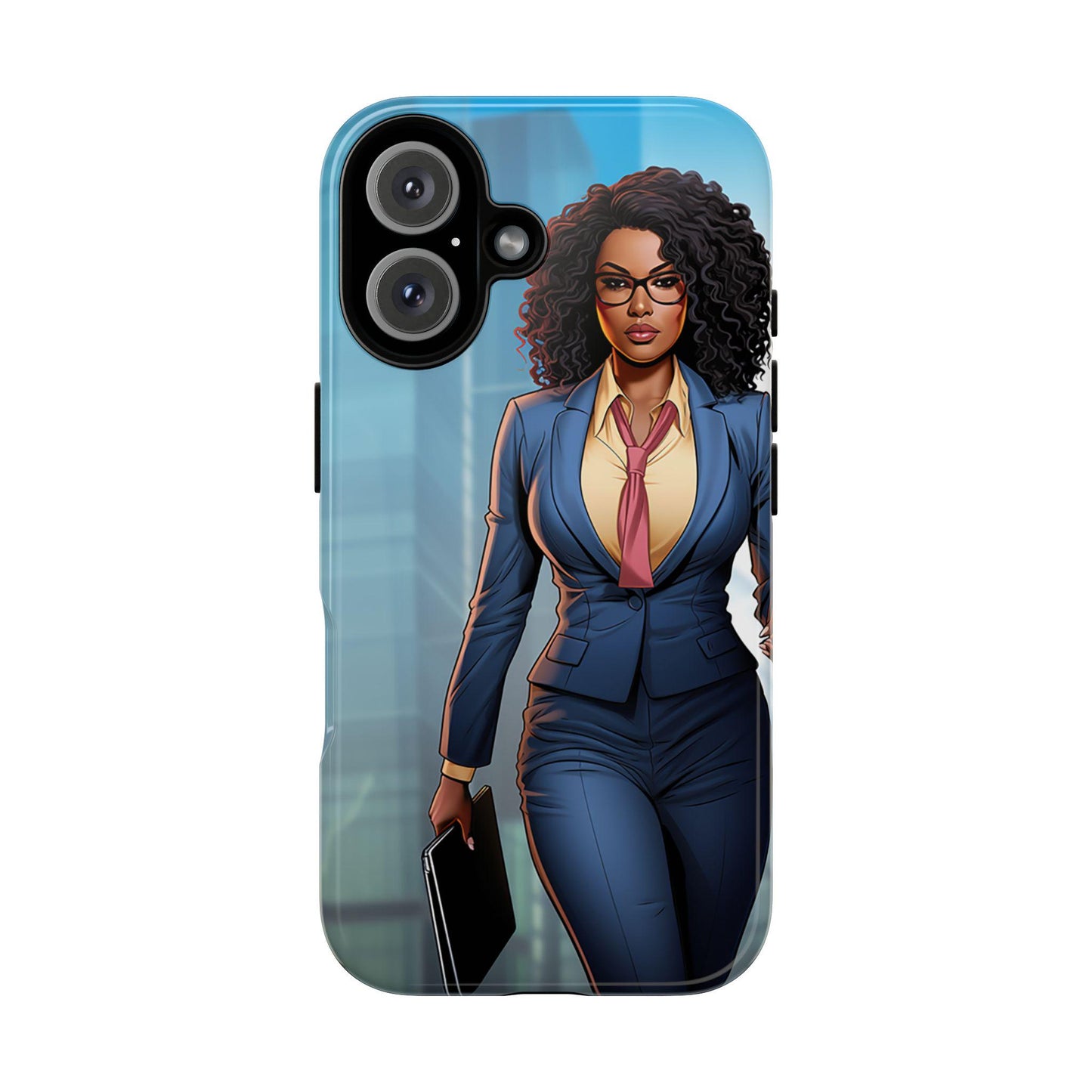iPhone 16, iPhone 16 Pro, iPhone 16 Plus, iPhone 16 Pro Max Tough Cases African American Woman Business Woman Entrepreneur Superhero