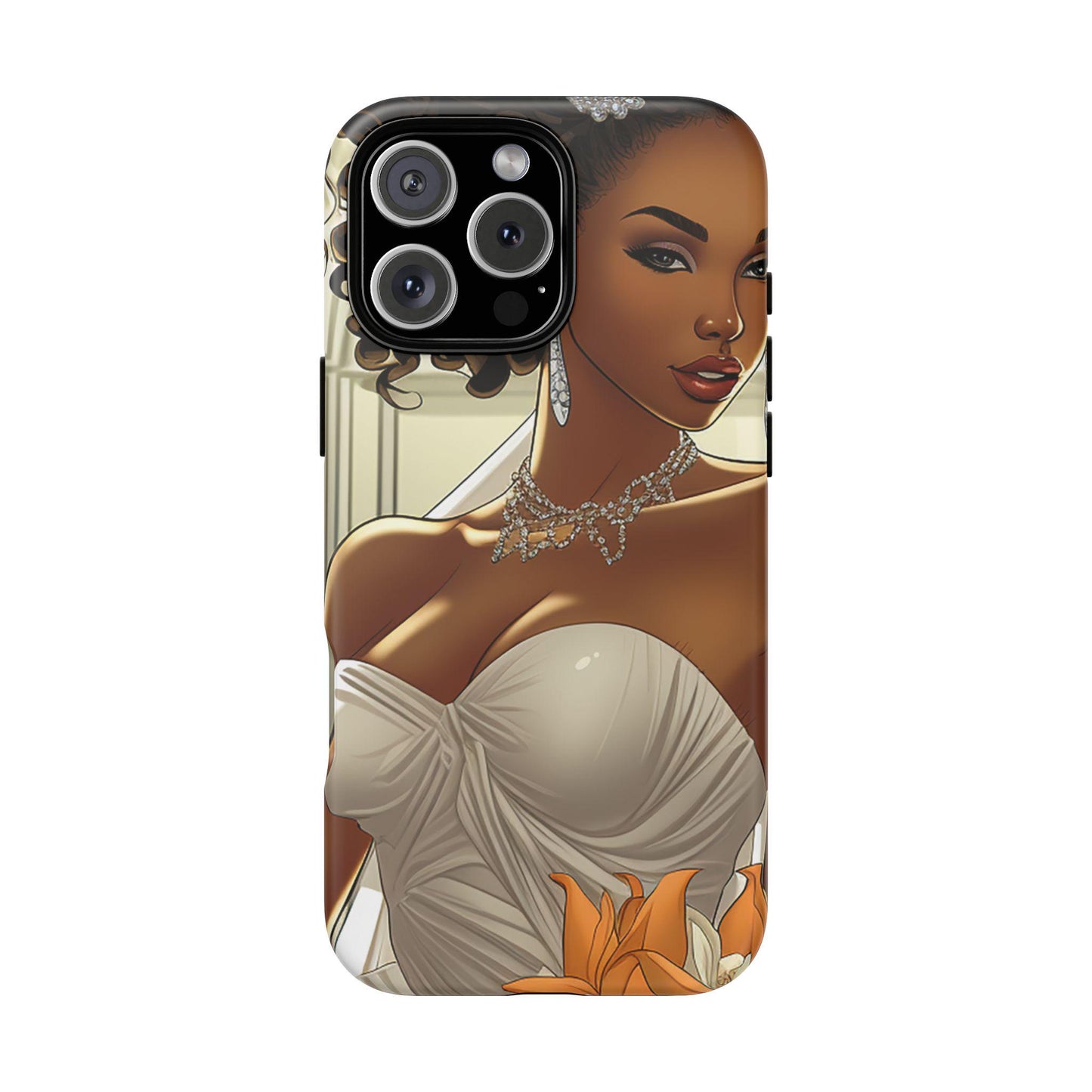 iPhone 16, iPhone 16 Pro, iPhone 16 Plus, iPhone 16 Pro Max Tough Cases African American Bride Black bride wedding Dress Wedding Gown