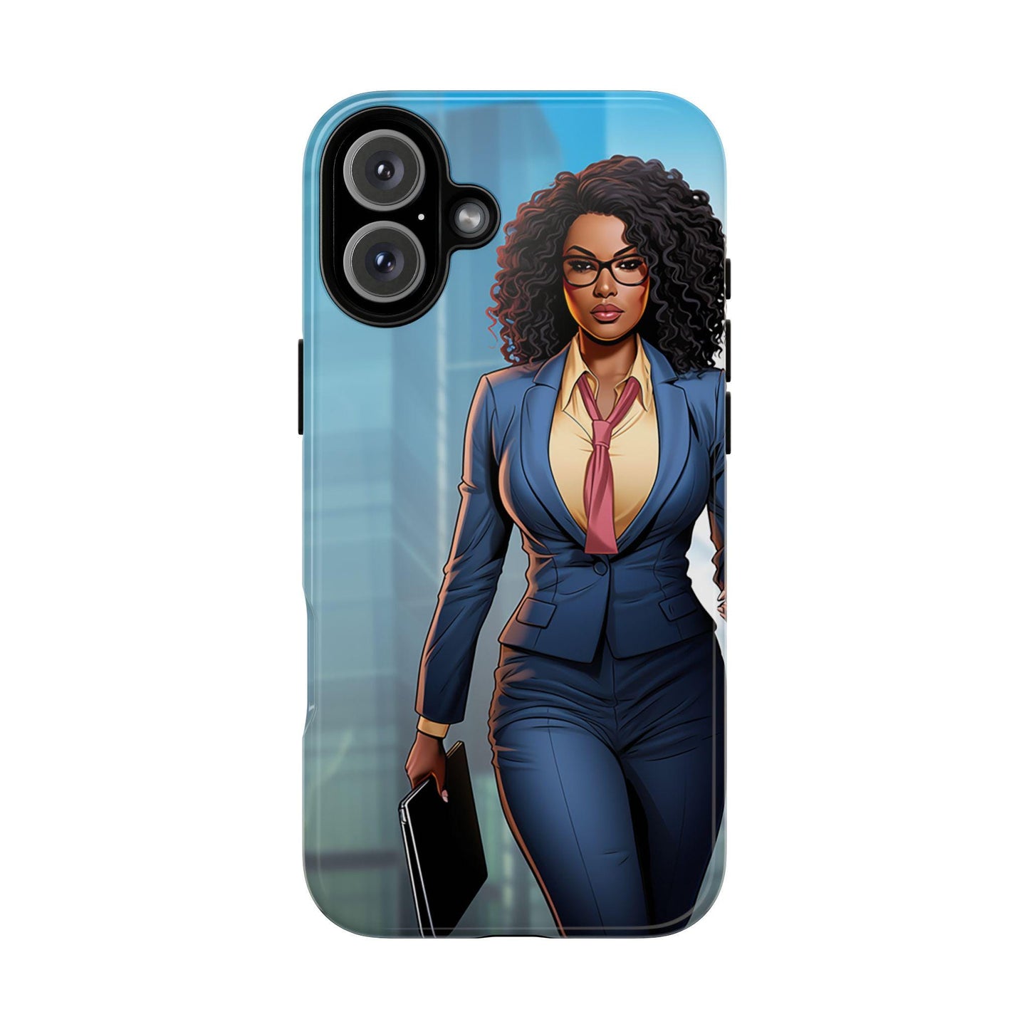 iPhone 16, iPhone 16 Pro, iPhone 16 Plus, iPhone 16 Pro Max Tough Cases African American Woman Business Woman Entrepreneur Superhero