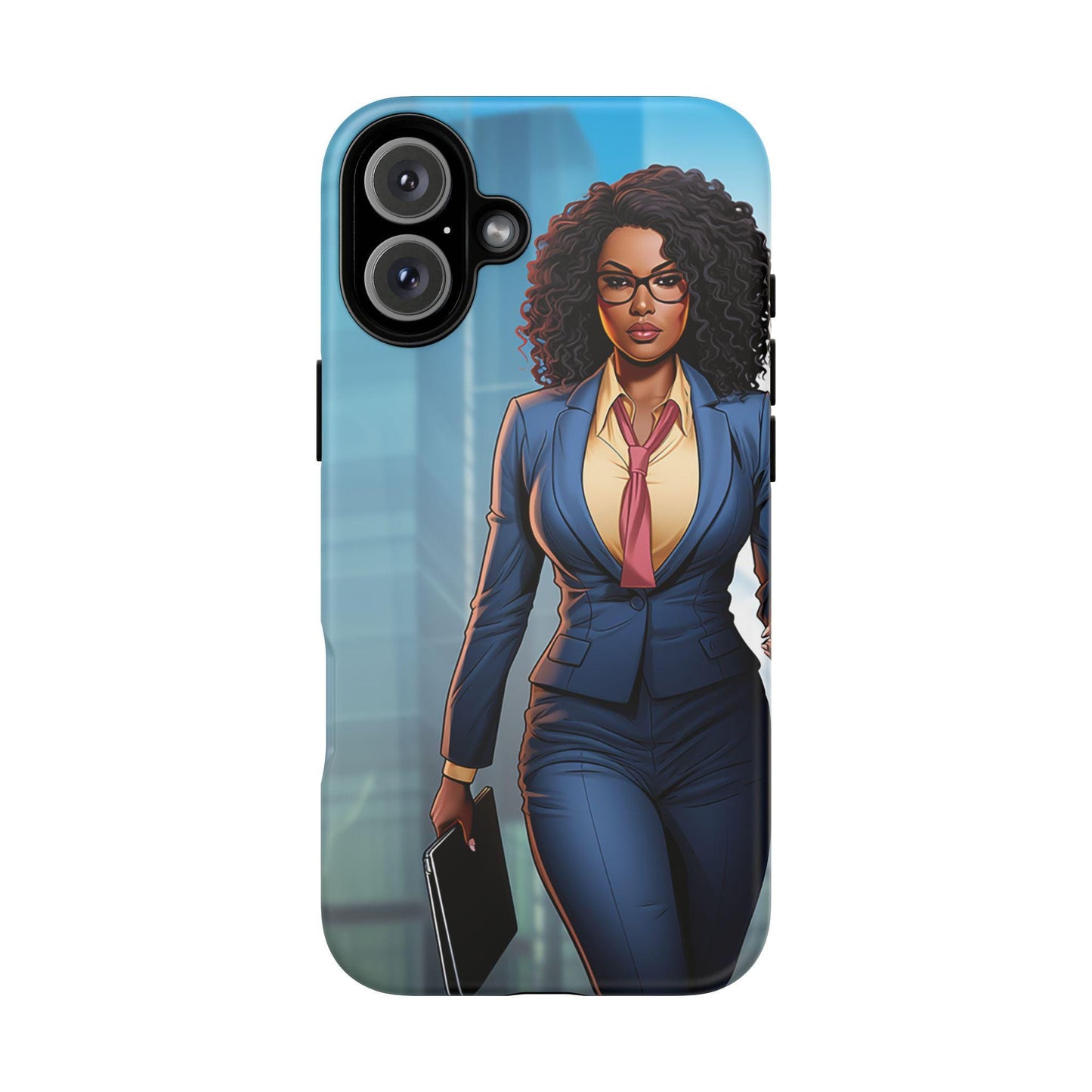 iPhone 16, iPhone 16 Pro, iPhone 16 Plus, iPhone 16 Pro Max Tough Cases African American Woman Business Woman Entrepreneur Superhero