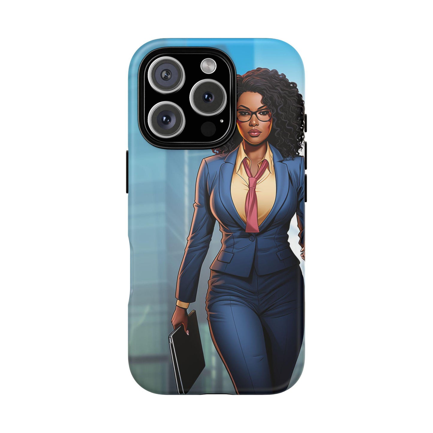 iPhone 16, iPhone 16 Pro, iPhone 16 Plus, iPhone 16 Pro Max Tough Cases African American Woman Business Woman Entrepreneur Superhero