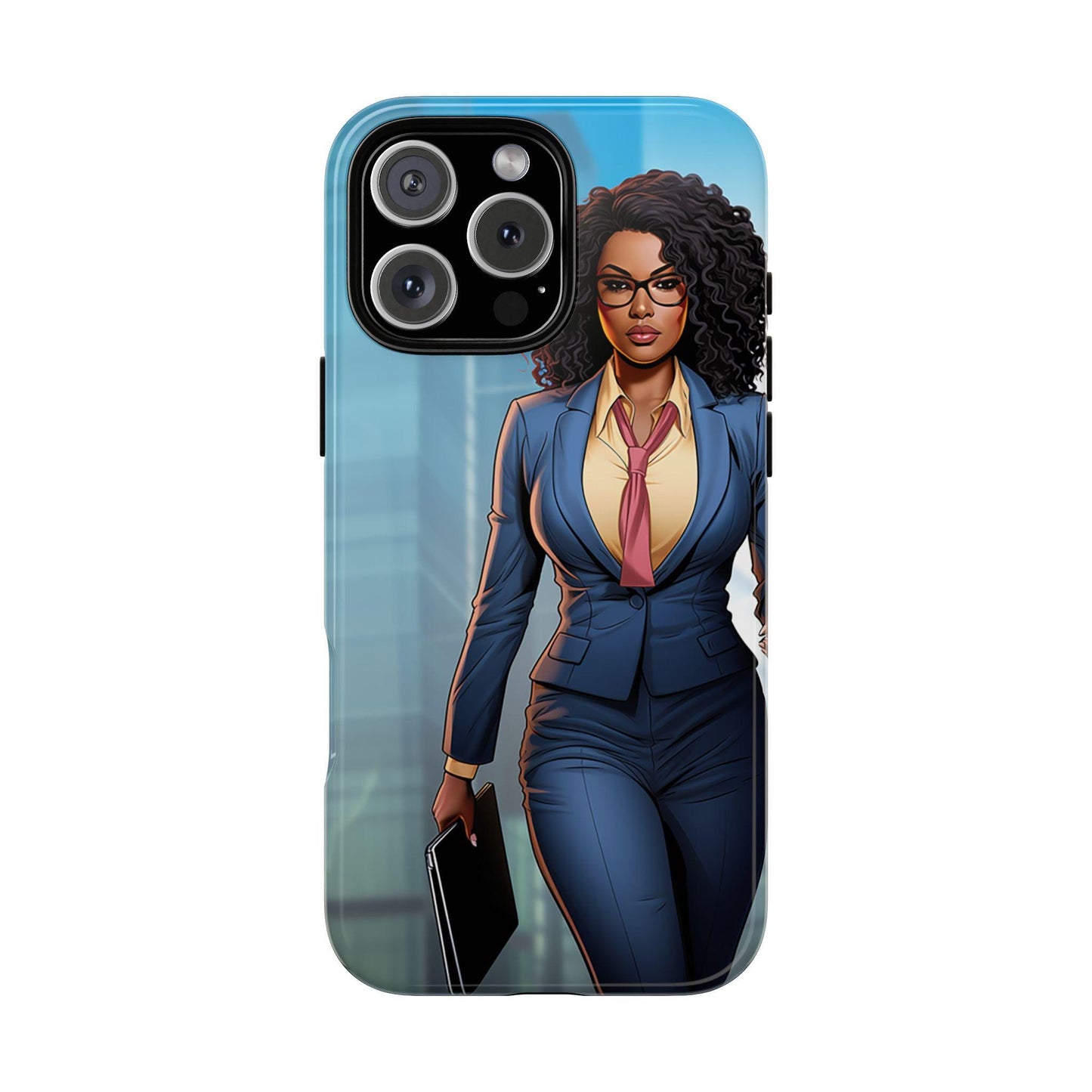 iPhone 16, iPhone 16 Pro, iPhone 16 Plus, iPhone 16 Pro Max Tough Cases African American Woman Business Woman Entrepreneur Superhero
