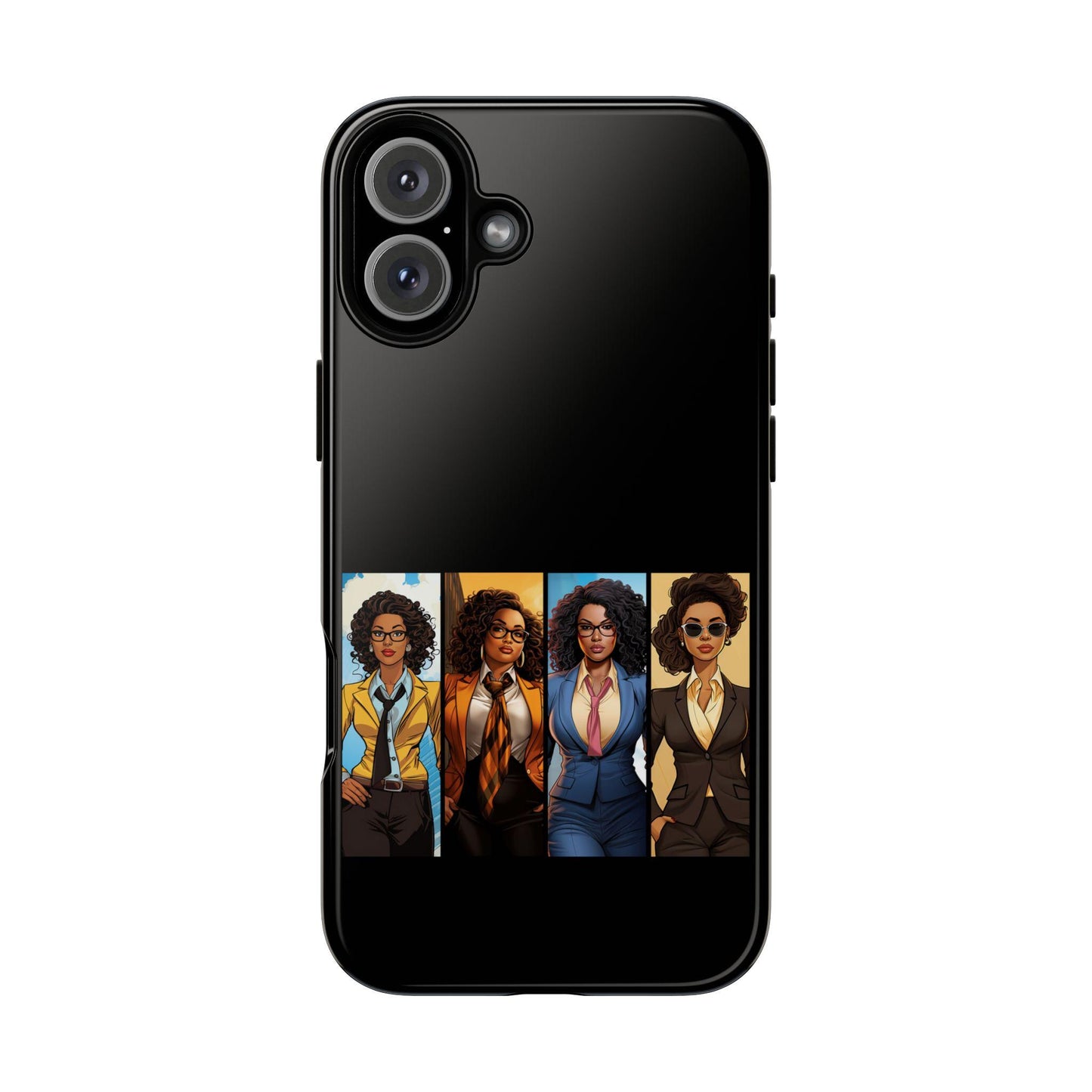 iPhone 16, iPhone 16 Pro, iPhone 16 Plus, iPhone 16 Pro Max Tough Cases African American Black Women Superheroes Strong Black Women