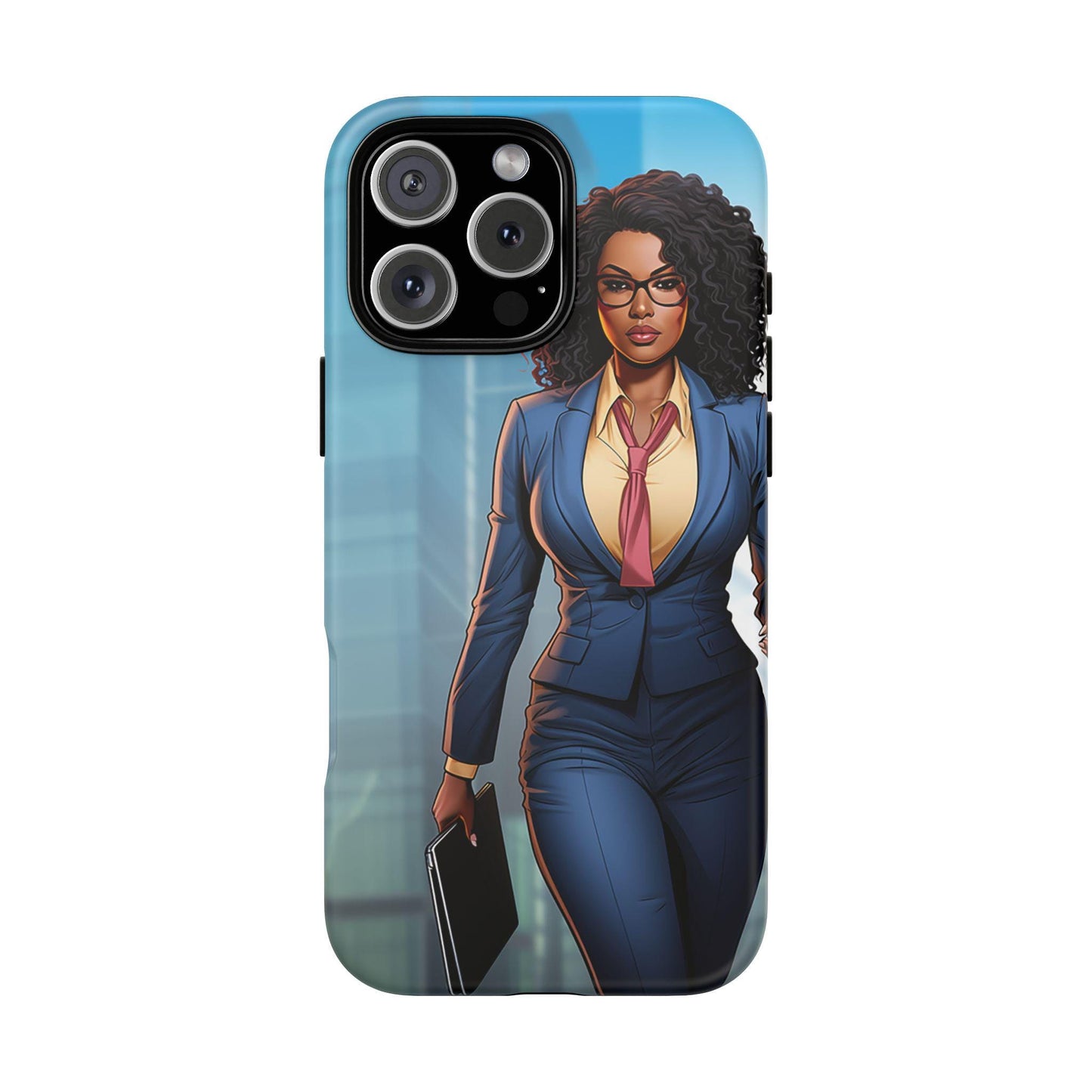 iPhone 16, iPhone 16 Pro, iPhone 16 Plus, iPhone 16 Pro Max Tough Cases African American Woman Business Woman Entrepreneur Superhero