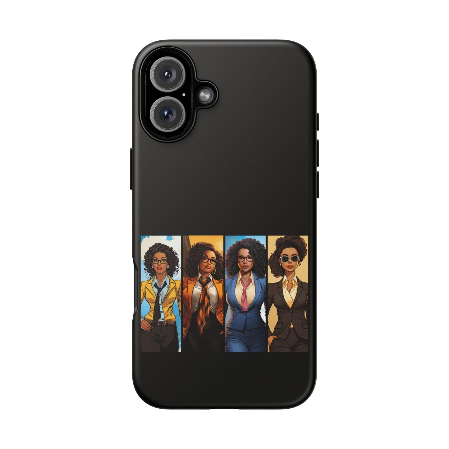 iPhone 16, iPhone 16 Pro, iPhone 16 Plus, iPhone 16 Pro Max Tough Cases African American Black Women Superheroes Strong Black Women