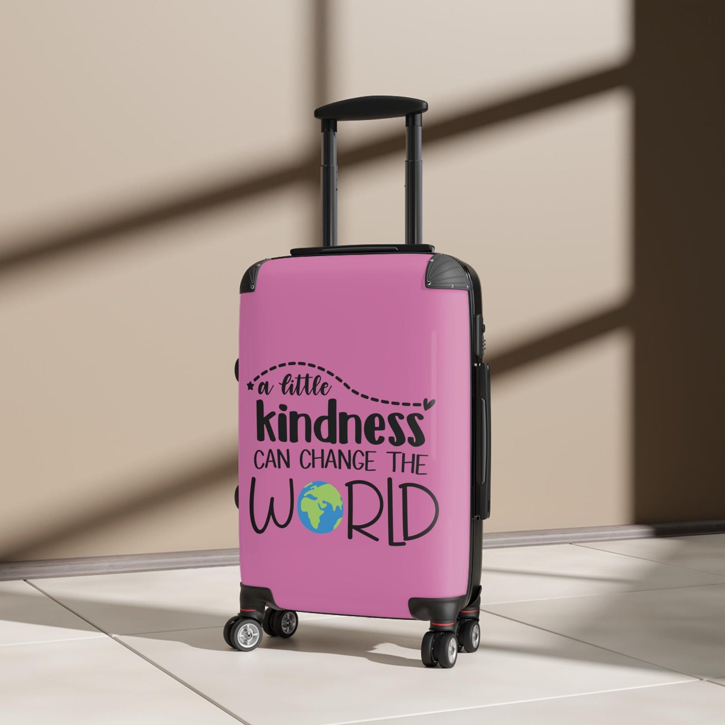 Kindness Can Change the World Peace Vacation Suitcase Travel Luggage Wedding or Honeymoon Suitcase - Pink (3 sizes)
