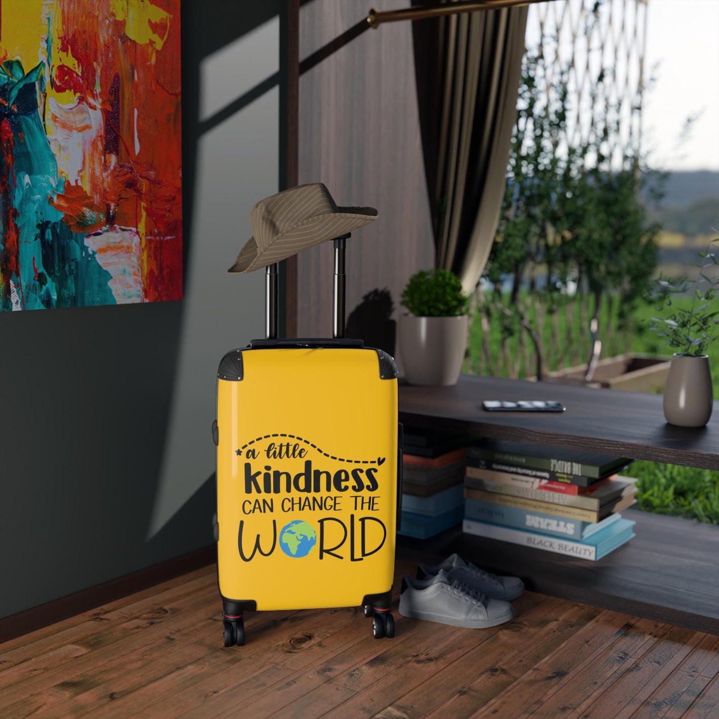 Kindness Can Change the World Peace Vacation Suitcase Travel Luggage Wedding or Honeymoon Suitcase - Yellow (3 sizes)