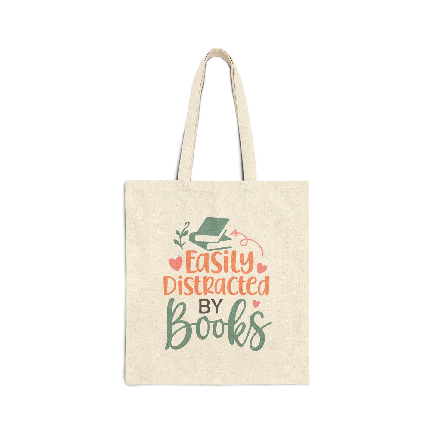 Easily Distracted By Books Book lover Bookaholic Book Dragon Book Nerd Book Worm Cotton Canvas Tote Bag