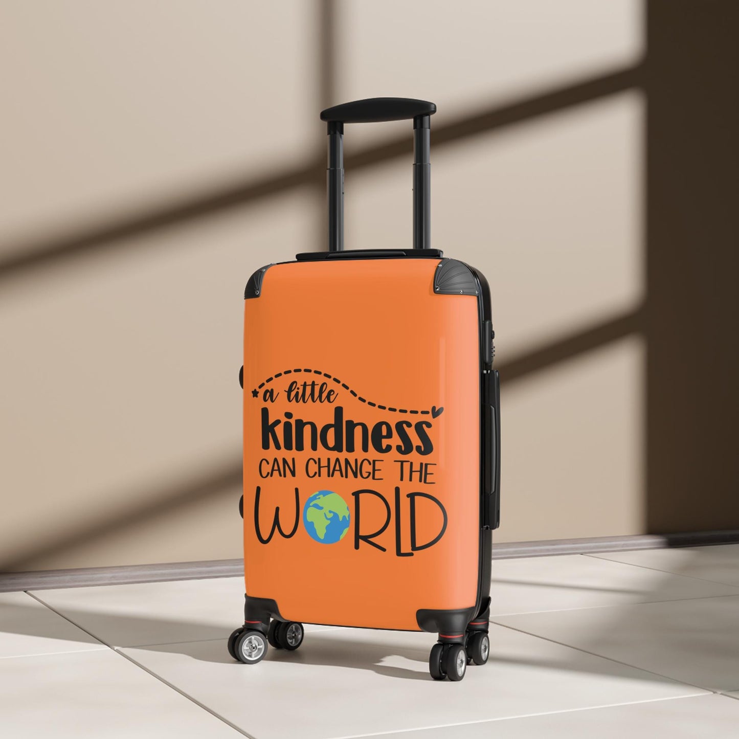 Kindness Can Change the World Peace Vacation Suitcase Travel Luggage Wedding or Honeymoon Suitcase - Orange (3 sizes)