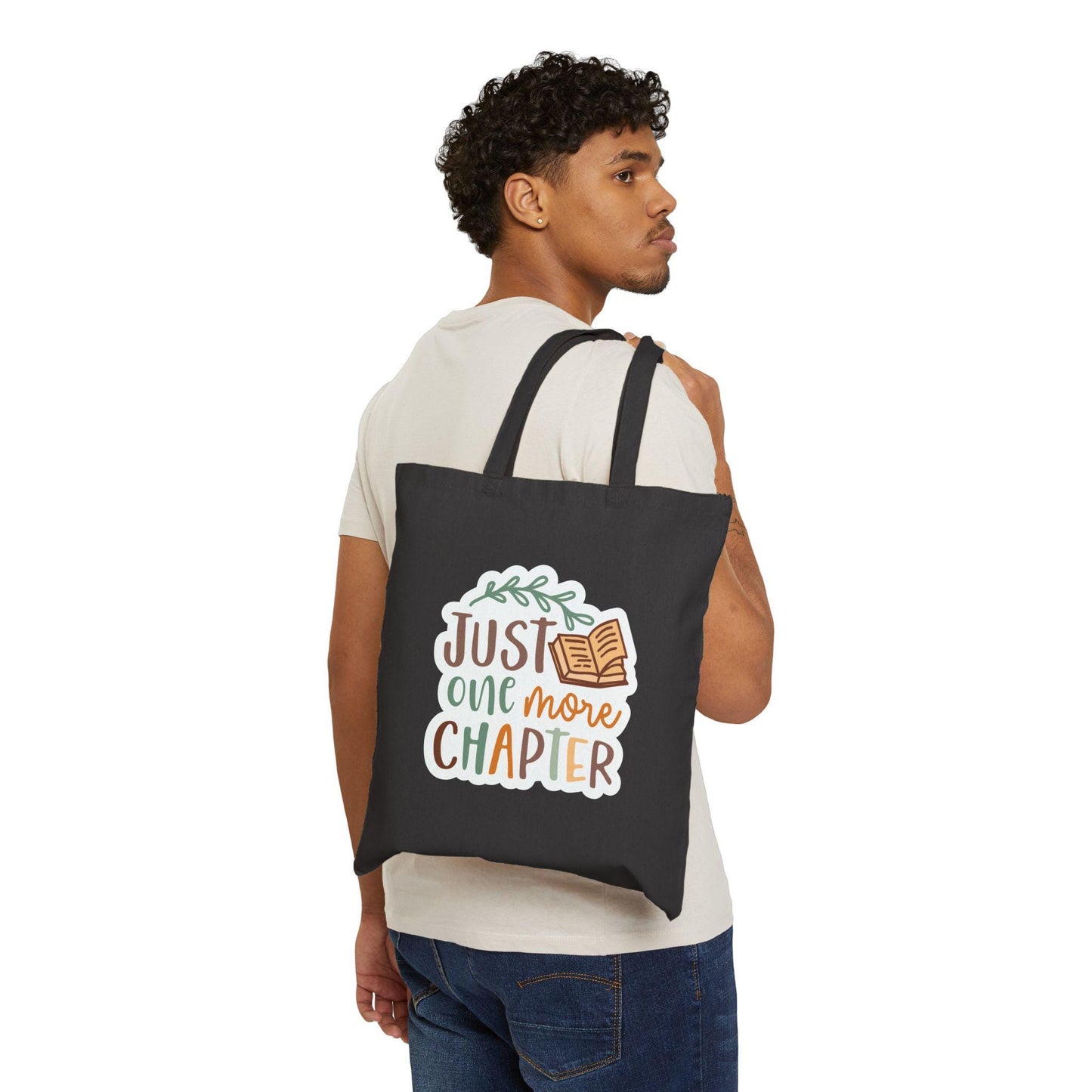 Just One More Chapter Cotton Canvas Tote Bag - Book Dragon, Book Nerd, Power Reader, Book Worm Gift