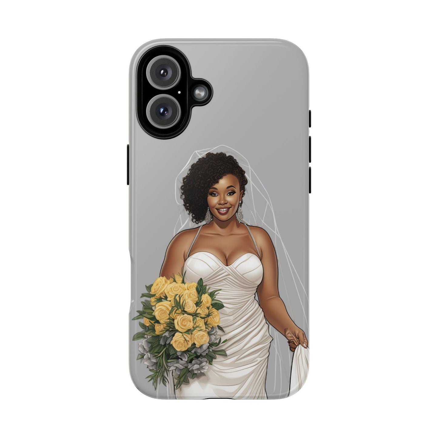 iPhone 16, iPhone 16 Pro, iPhone 16 Plus, iPhone 16 Pro Max Tough Cases African American Bride Black bride wedding Dress Wedding Gown