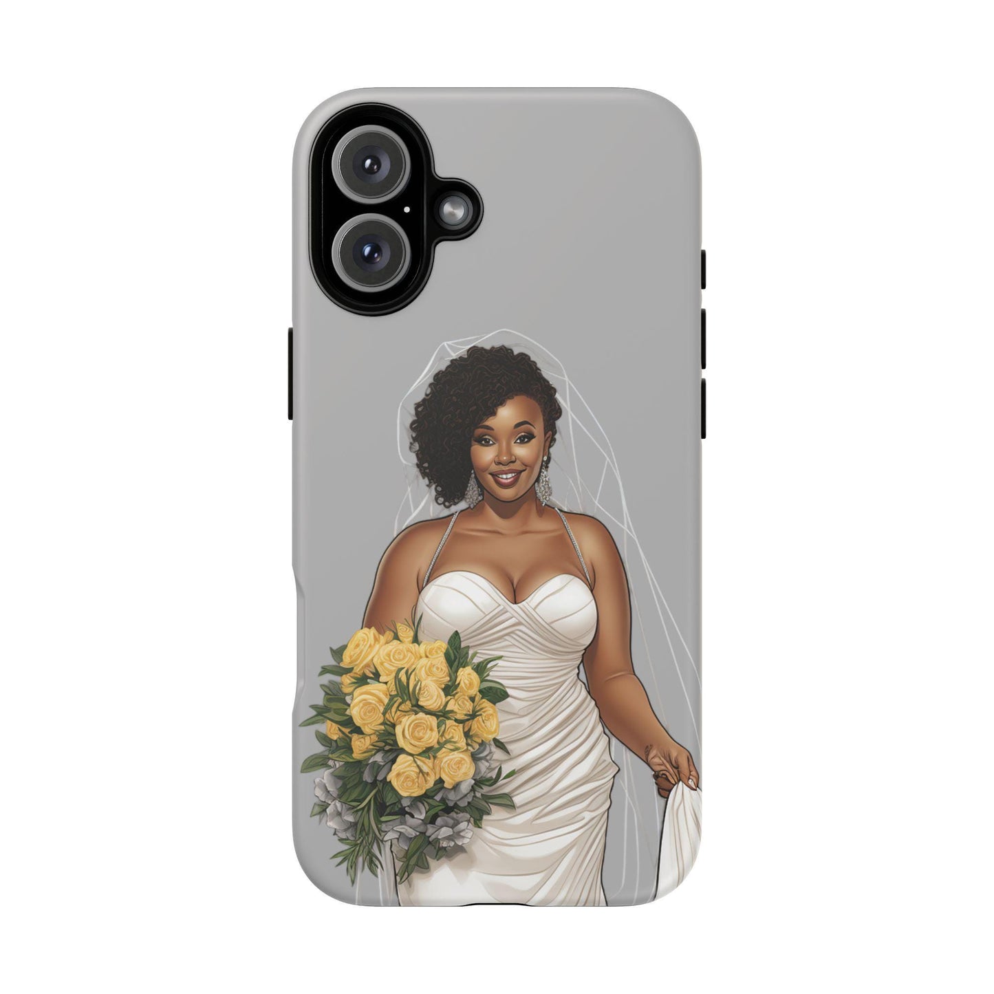 iPhone 16, iPhone 16 Pro, iPhone 16 Plus, iPhone 16 Pro Max Tough Cases African American Bride Black bride wedding Dress Wedding Gown