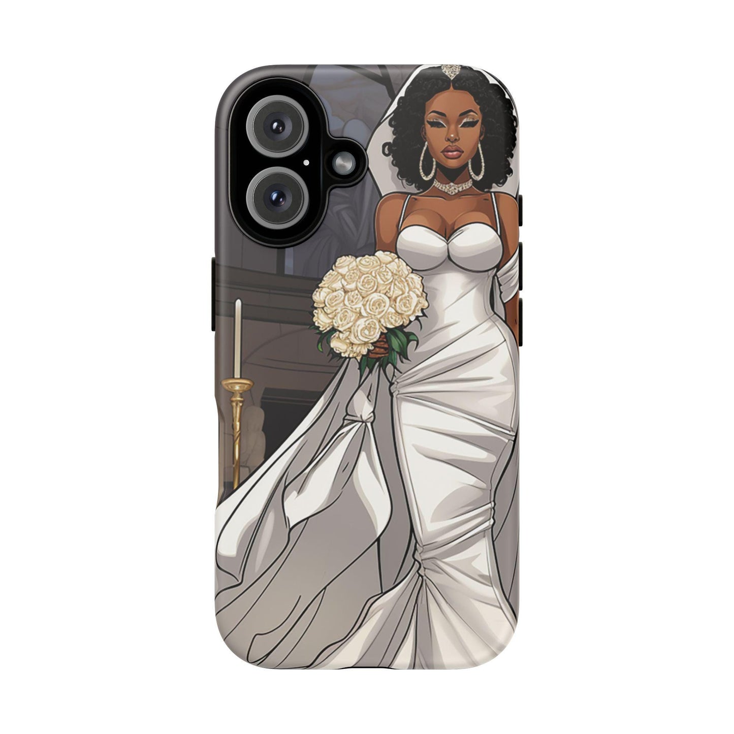 iPhone 16, iPhone 16 Pro, iPhone 16 Plus, iPhone 16 Pro Max Tough Cases African American Bride Black bride wedding Dress Wedding Gown