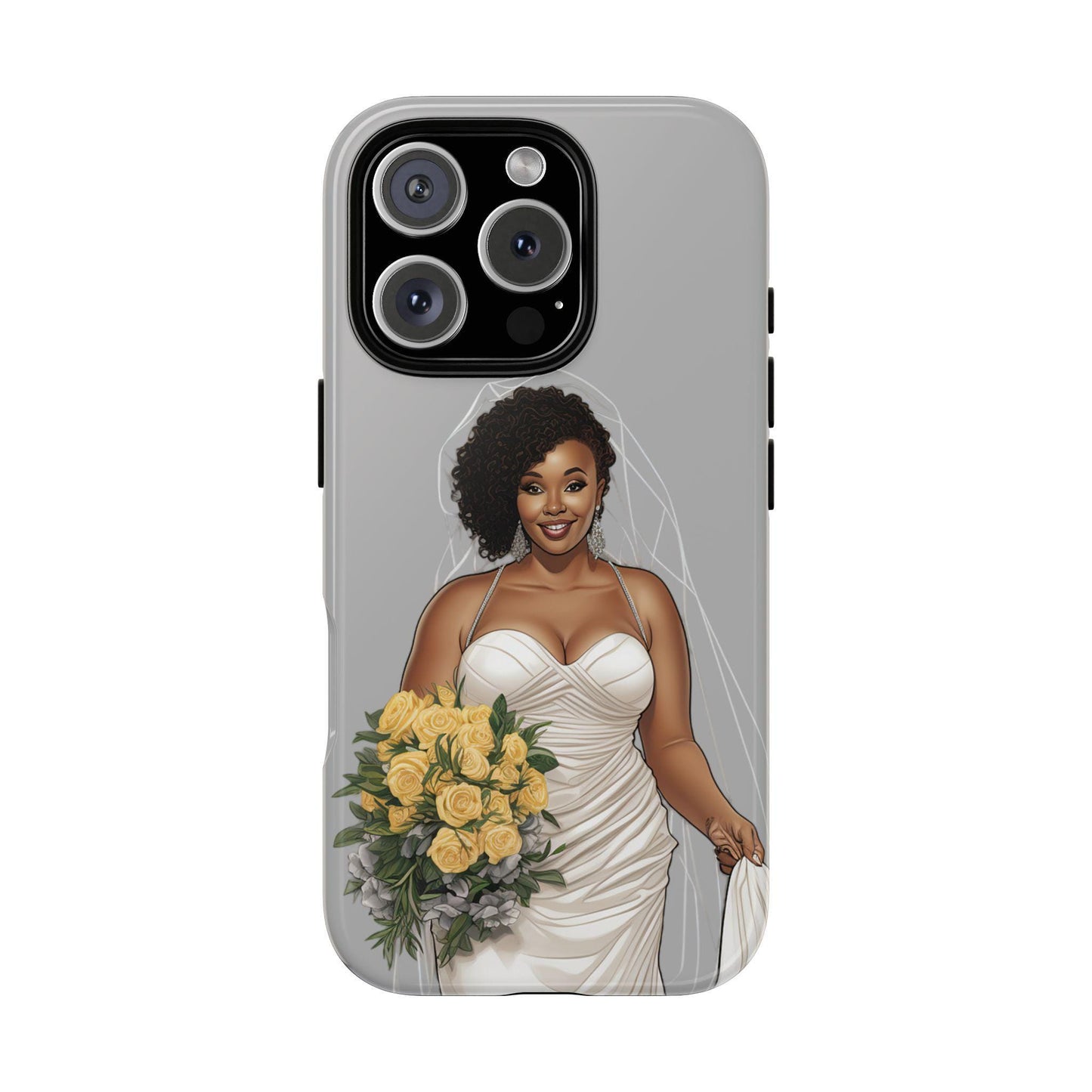 iPhone 16, iPhone 16 Pro, iPhone 16 Plus, iPhone 16 Pro Max Tough Cases African American Bride Black bride wedding Dress Wedding Gown