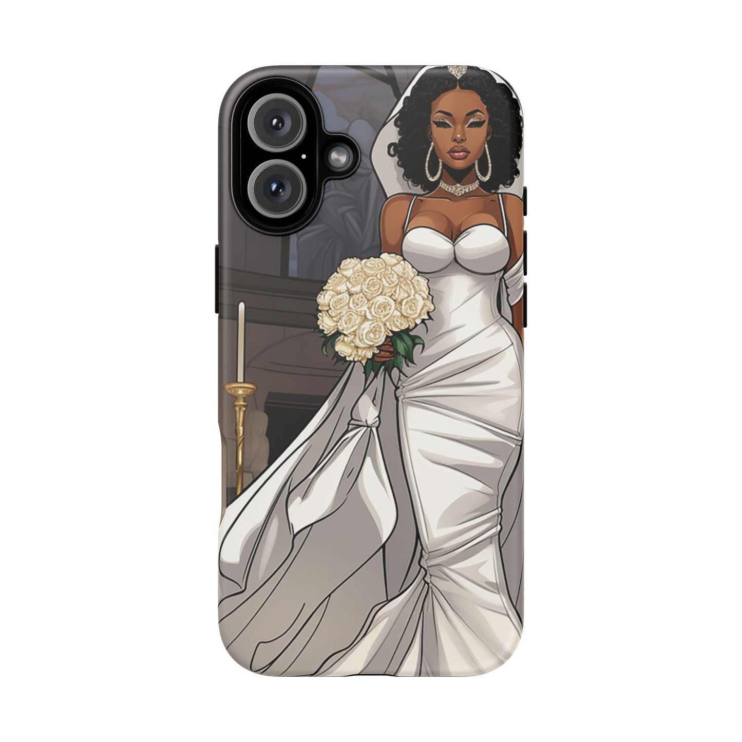 iPhone 16, iPhone 16 Pro, iPhone 16 Plus, iPhone 16 Pro Max Tough Cases African American Bride Black bride wedding Dress Wedding Gown