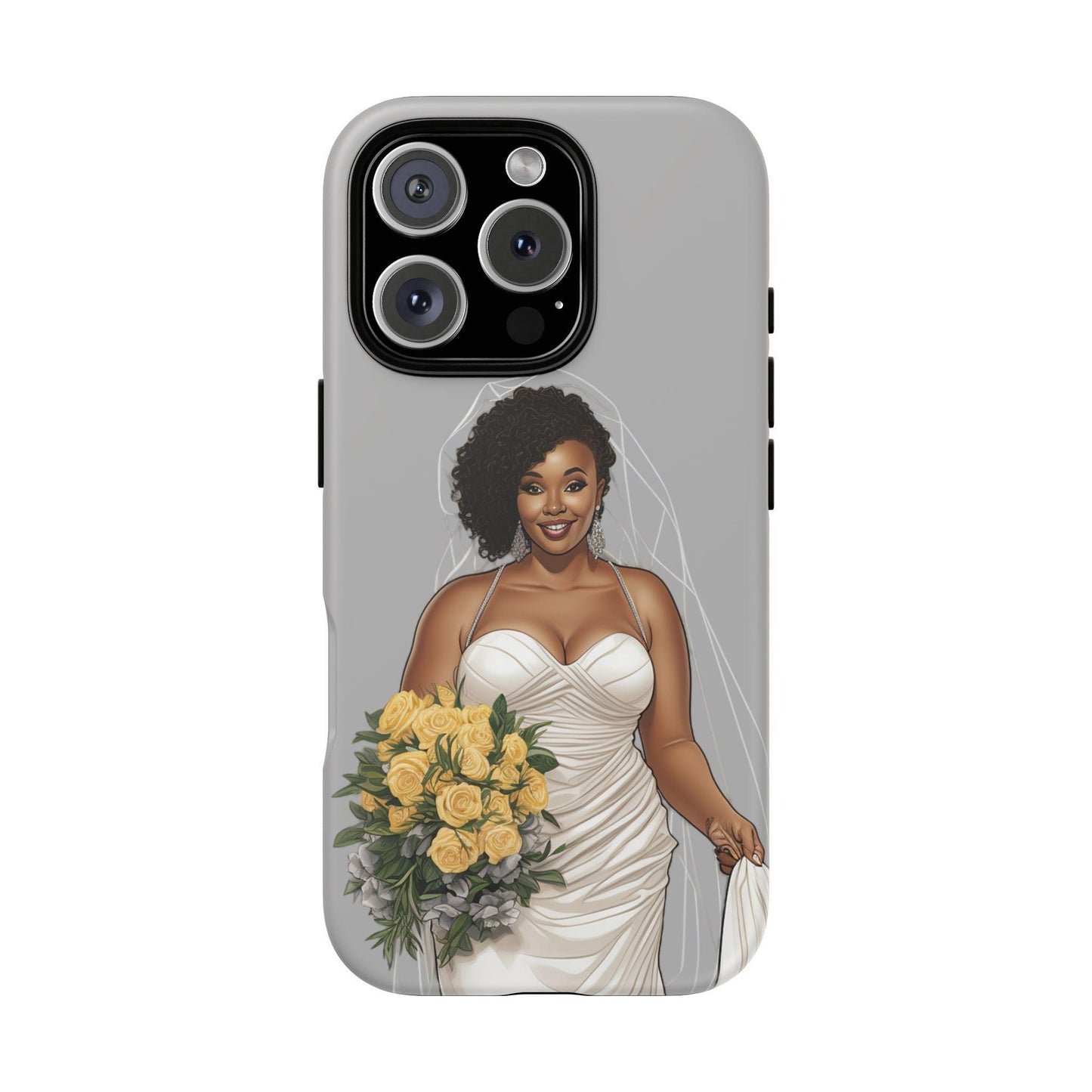 iPhone 16, iPhone 16 Pro, iPhone 16 Plus, iPhone 16 Pro Max Tough Cases African American Bride Black bride wedding Dress Wedding Gown